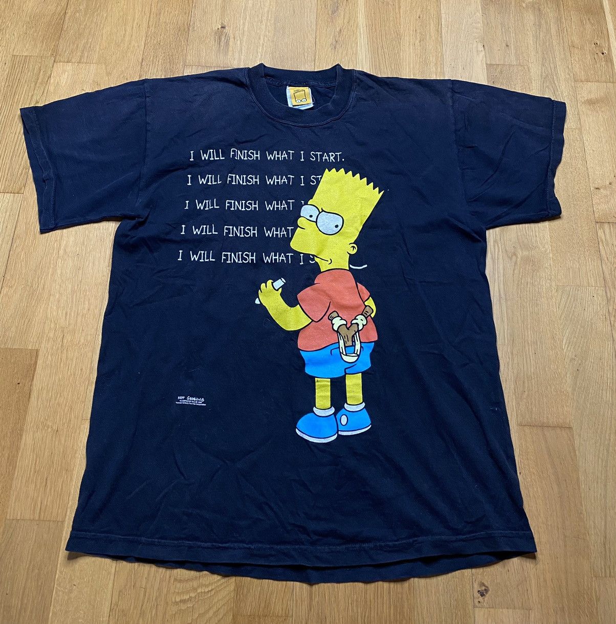 T-shirt De Foot Vintage Bart Simpson – Simpson – Taille XL – Fabriqué En Espagne
