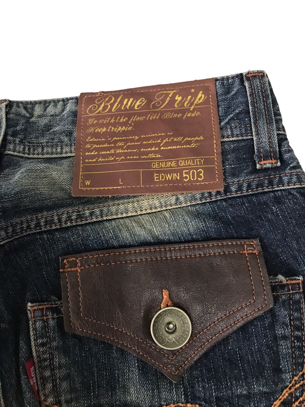 Edwin Acid Wash Vintage Edwin Blue Trip 503 Rusty Denim Pant⚡️ Size US 31 - 18 Thumbnail