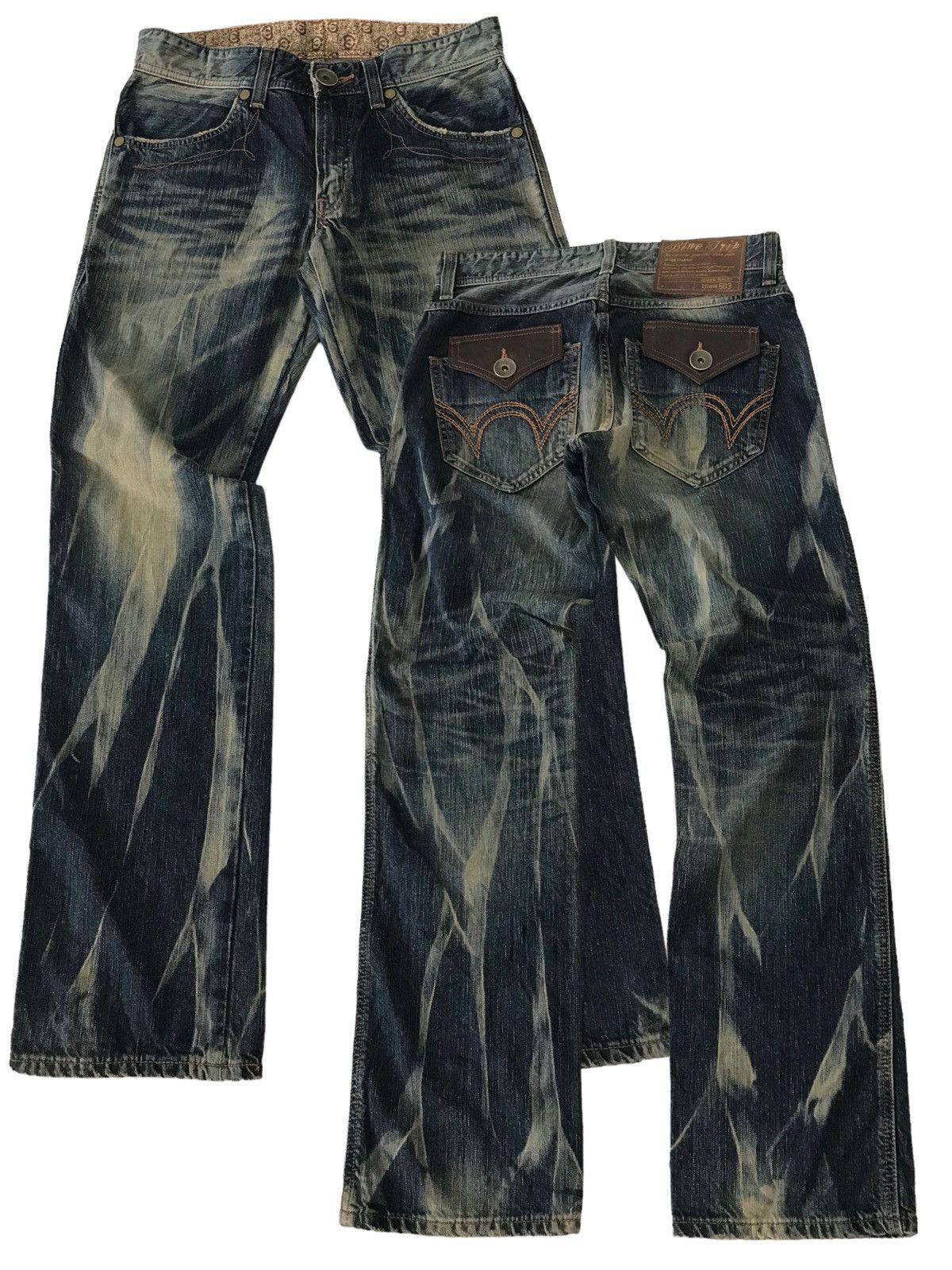 image of Archival Clothing x Edwin Acid Wash Vintage Edwin Blue Trip 503 Rusty Denim Pant in Washed Blue (Si