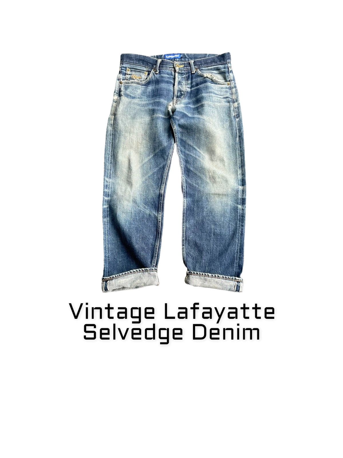 image of Distressed Denim x Lafayette Stealsvintage Lafayette Aging Distressed Selvedge Denim in Blue (Size 