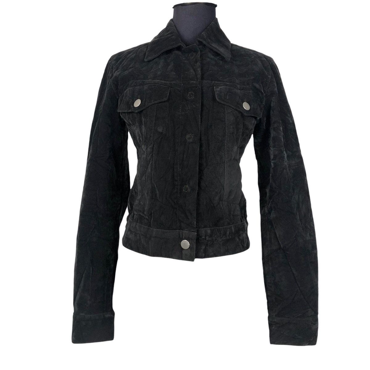 image of Designer Maison Margiela Mm6 Artisanal Black Painted Velvet Jacket, Women's (Size Small)