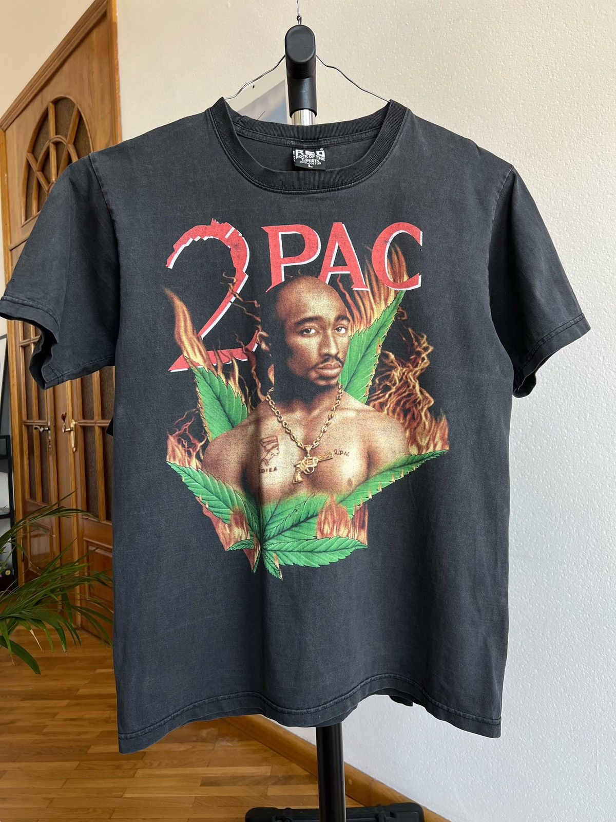 Pre-owned Band Tees Vintage 2pac Memory Allover Printed Rap T Shirt In Black