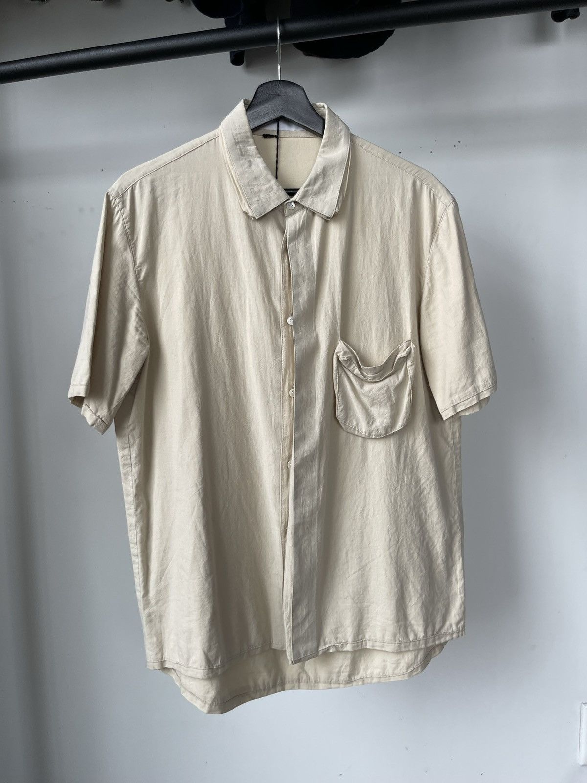 image of Hussein Chalayan Aw2003 “Place / Non-Place” 3D Gusset Shirt in Beige, Men's (Size Medium)