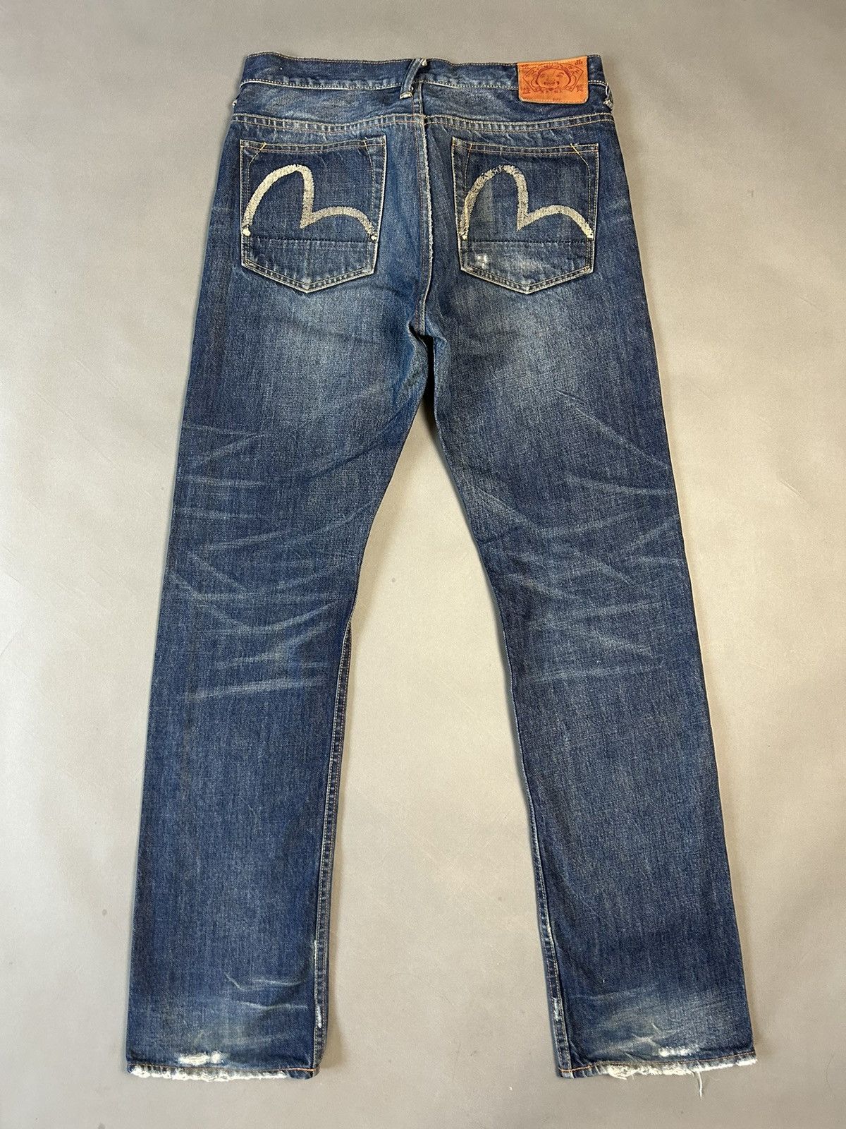 Evisu jeans denim navy white seagulls sample