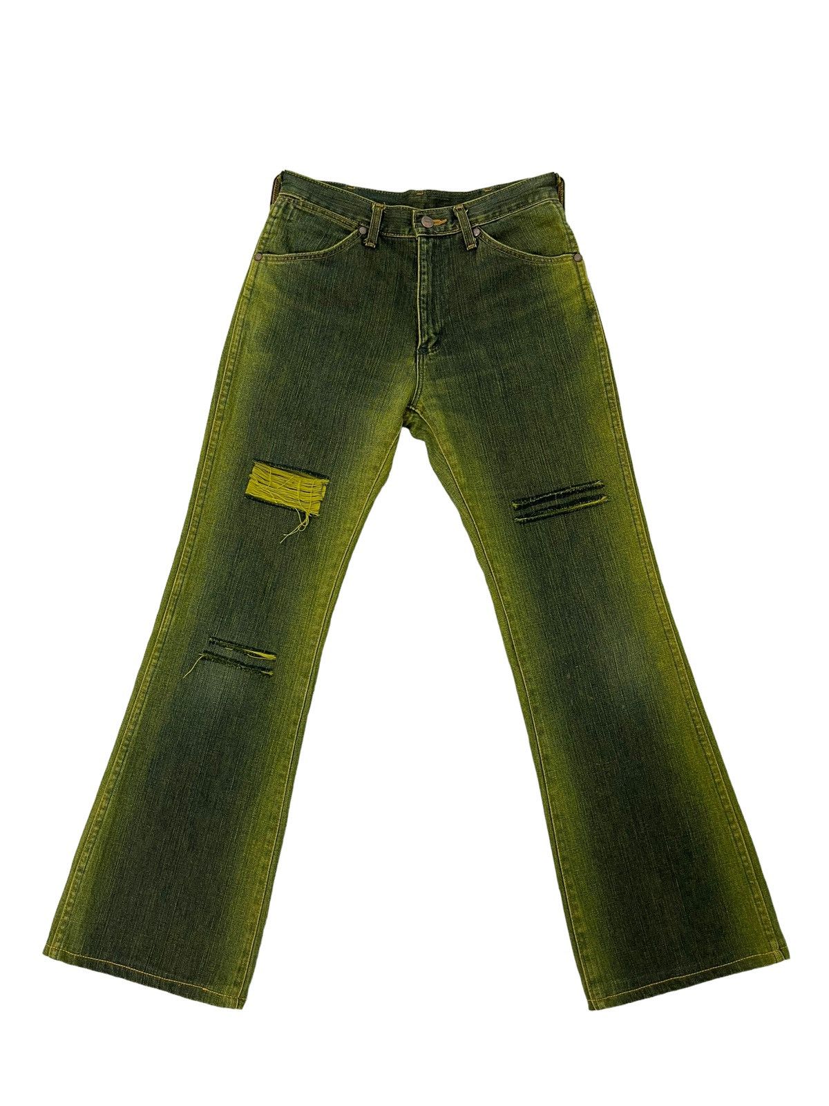 Wrangler Flare Jeans Wrangler Japan Mud Wash Distress Boot Cut 5🟦3 Size US 30 / EU 46 - 2 Thumbnail