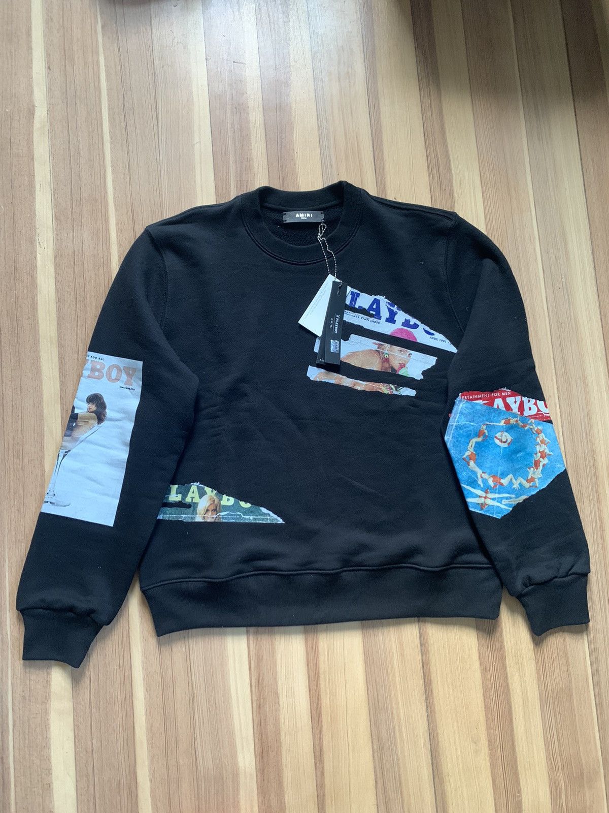 image of Amiri x Playboy NWT Black Playboy Print Crewneck, Men's (Size Small)