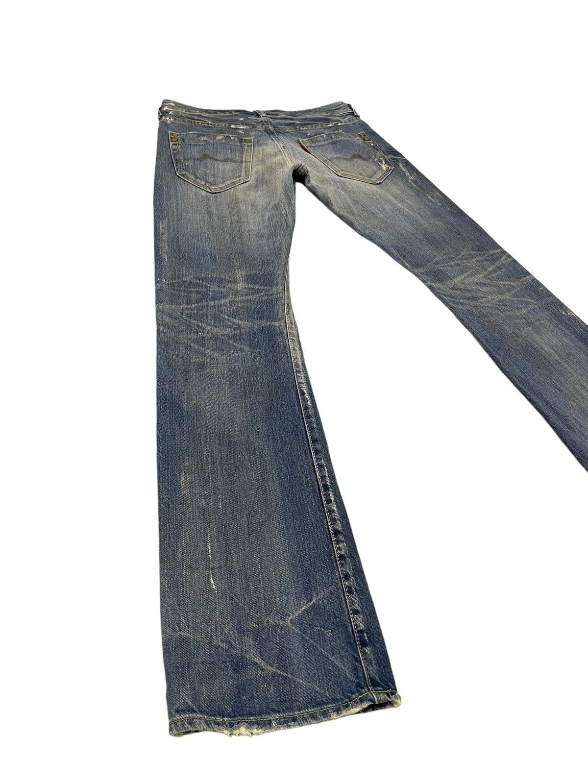 Japanese Brand Flare Jeans Rivet&Blue Japan Distress Denim Painted 5🟦2 Size US 31 - 15 Thumbnail