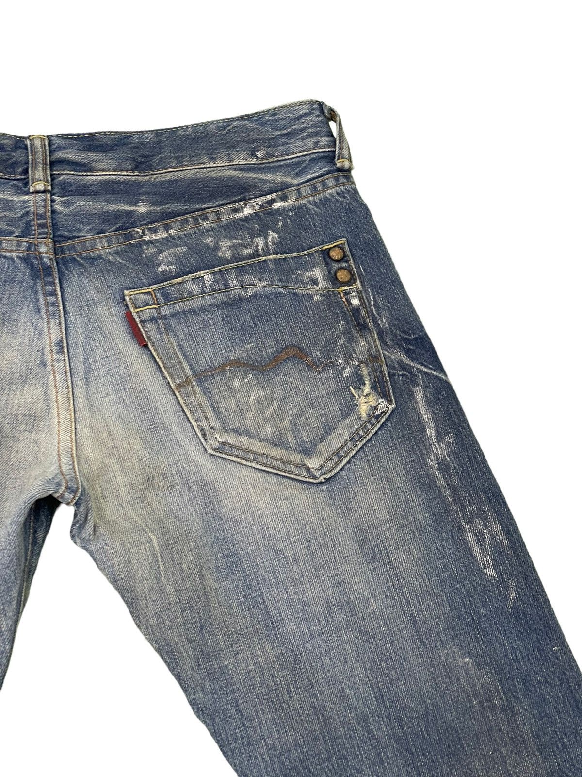 Japanese Brand Flare Jeans Rivet&Blue Japan Distress Denim Painted 5🟦2 Size US 31 - 22 Thumbnail
