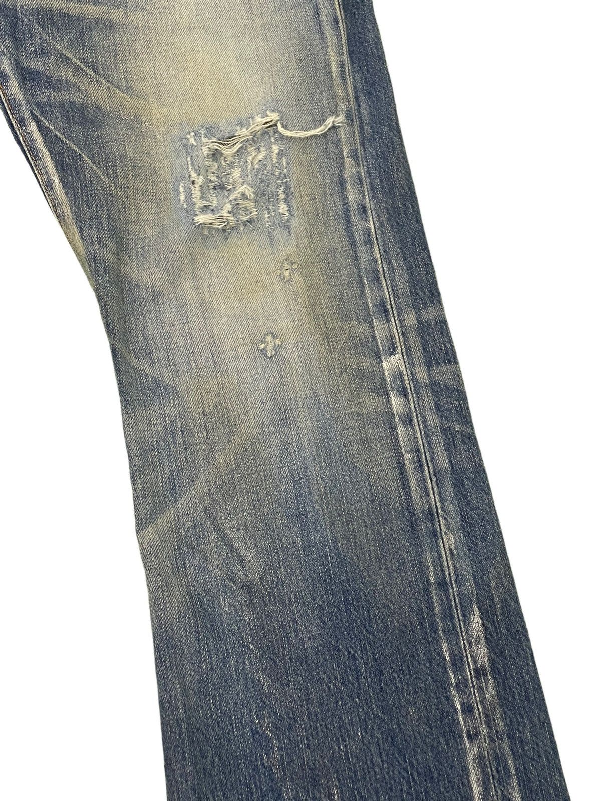 Japanese Brand Flare Jeans Rivet&Blue Japan Distress Denim Painted 5🟦2 Size US 31 - 7 Thumbnail