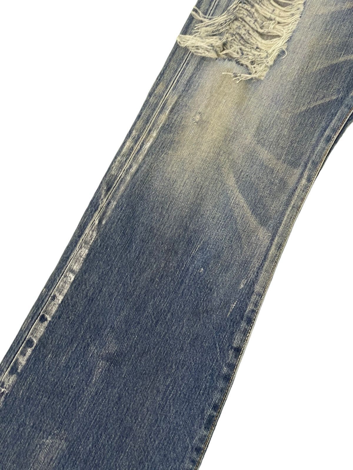 Japanese Brand Flare Jeans Rivet&Blue Japan Distress Denim Painted 5🟦2 Size US 31 - 6 Thumbnail
