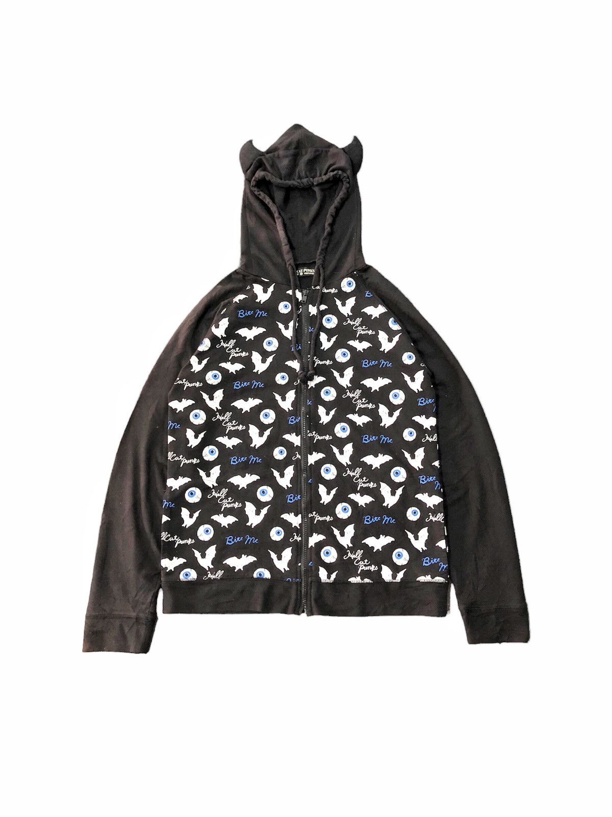 image of 20471120 x Beauty Beast 00’S Hell Cat Punk Devil Horn Zipper Hoodie in Black, Men's (Size Large)