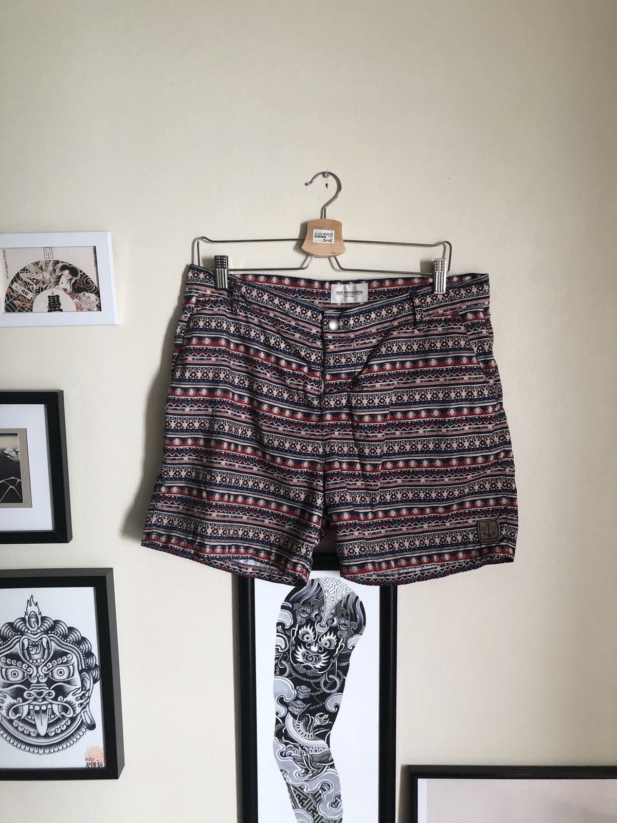 Obey Obey Propaganda Swim shorts trunks over knee Afro pattern Size US 34 / EU 50 - 1 Thumbnail