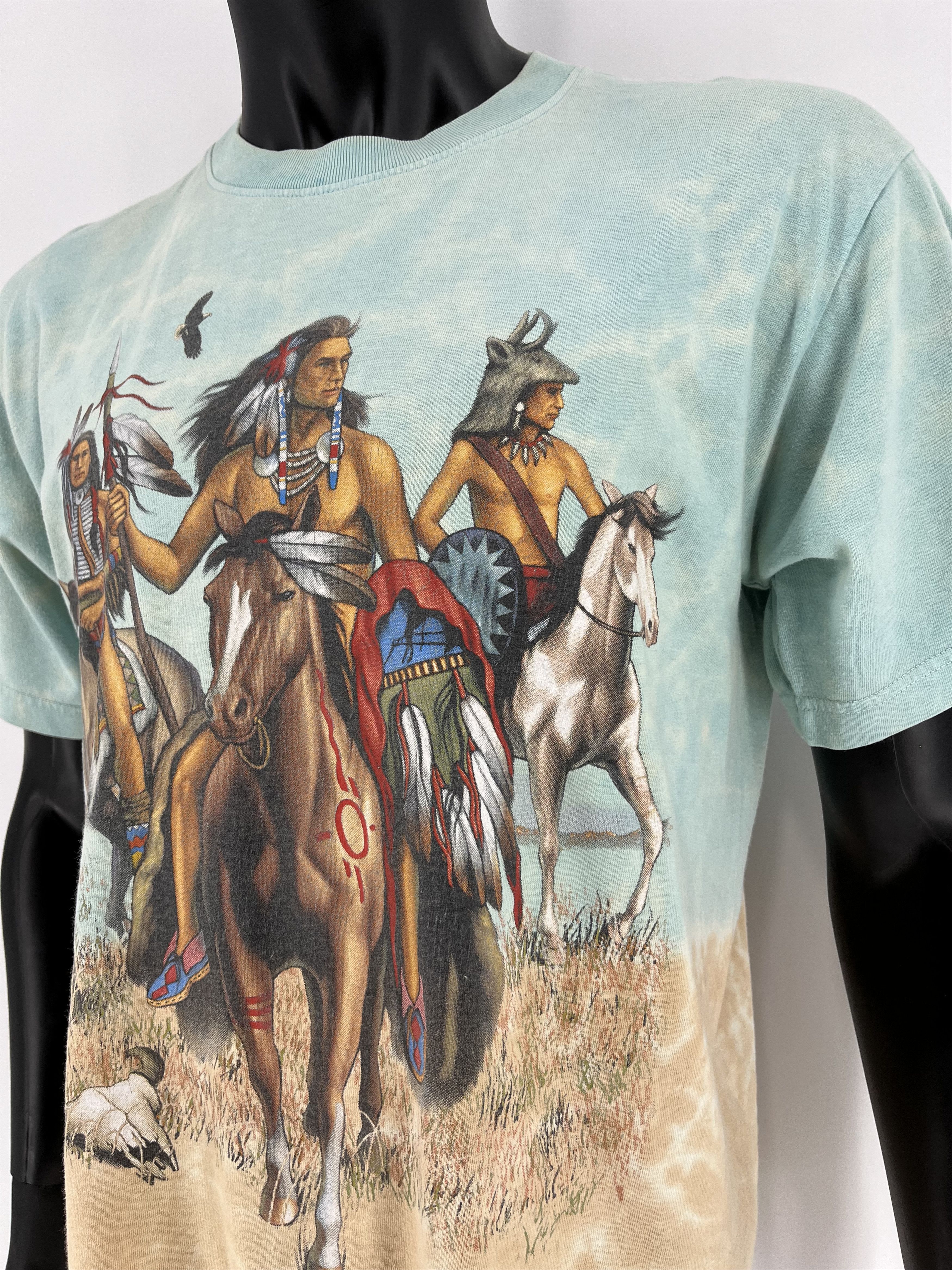 Tribal Streetwear × Vintage Vintage 90s Rock Eagle Double Sided Indian Chief Motorcyle Size US L / EU 52-54 / 3 - 7 Thumbnail
