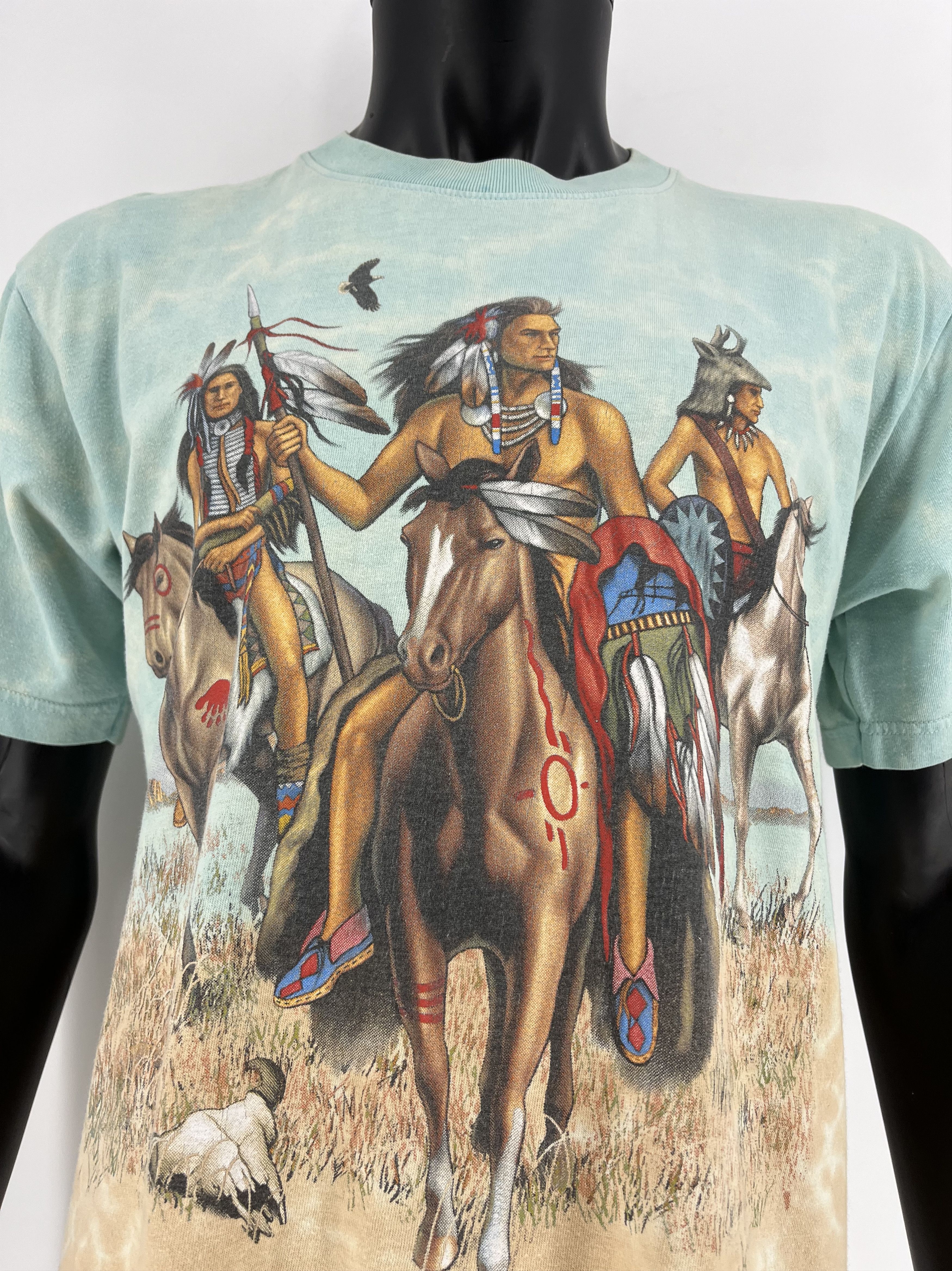 Tribal Streetwear × Vintage Vintage 90s Rock Eagle Double Sided Indian Chief Motorcyle Size US L / EU 52-54 / 3 - 5 Thumbnail