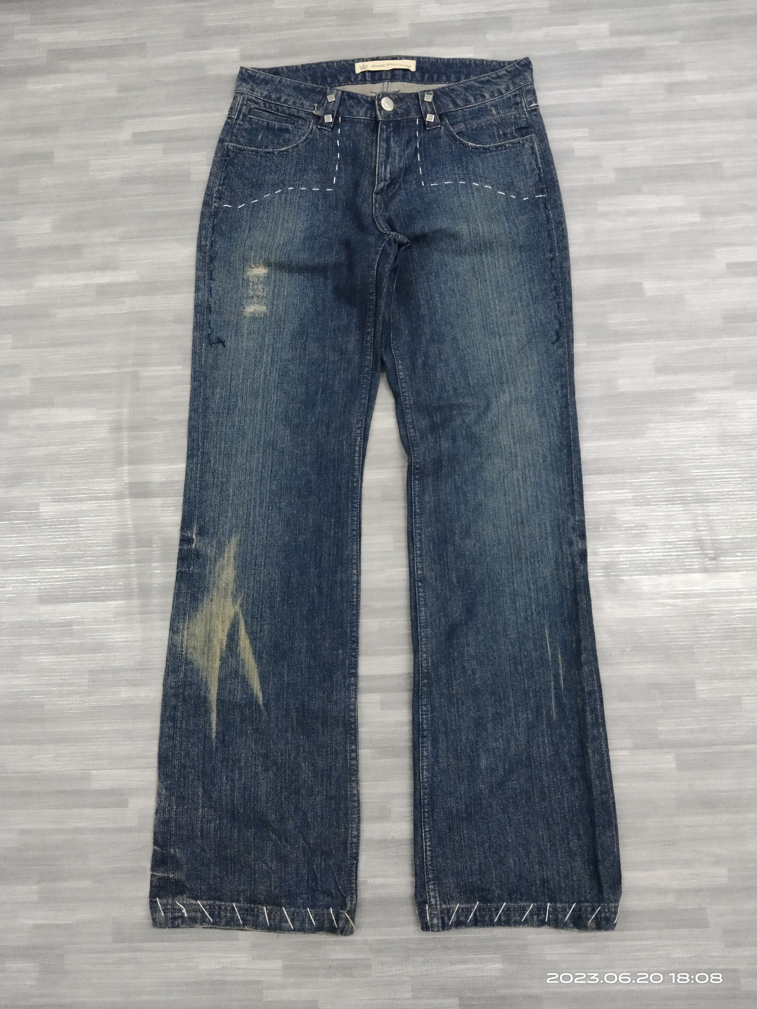 Japanese Brand FLARE SICK FADED NOUVEAU BRILLANT HOMME DENIM PANTS Size US 30 / EU 46 - 2 Thumbnail