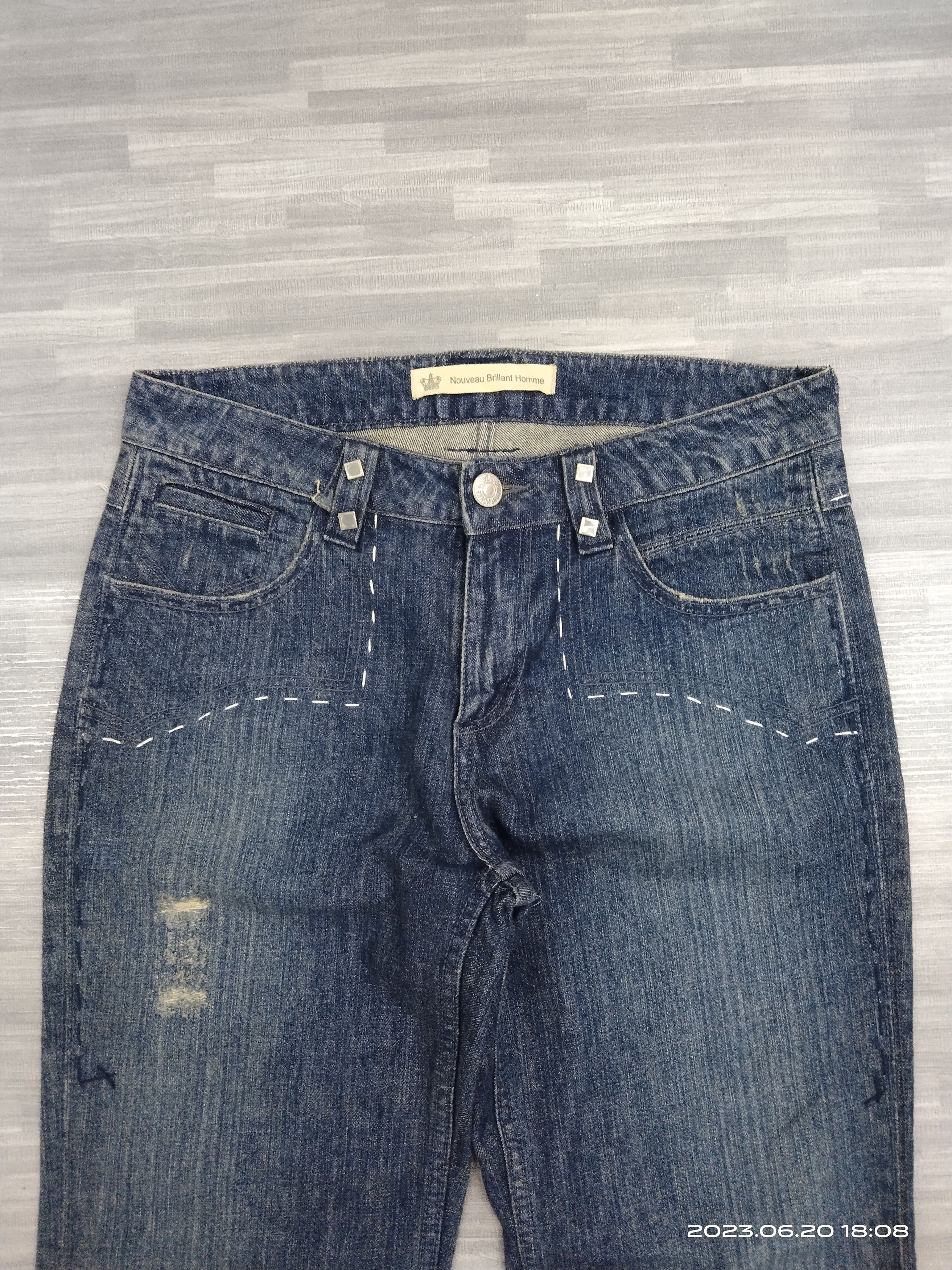 Japanese Brand FLARE SICK FADED NOUVEAU BRILLANT HOMME DENIM PANTS Size US 30 / EU 46 - 4 Thumbnail