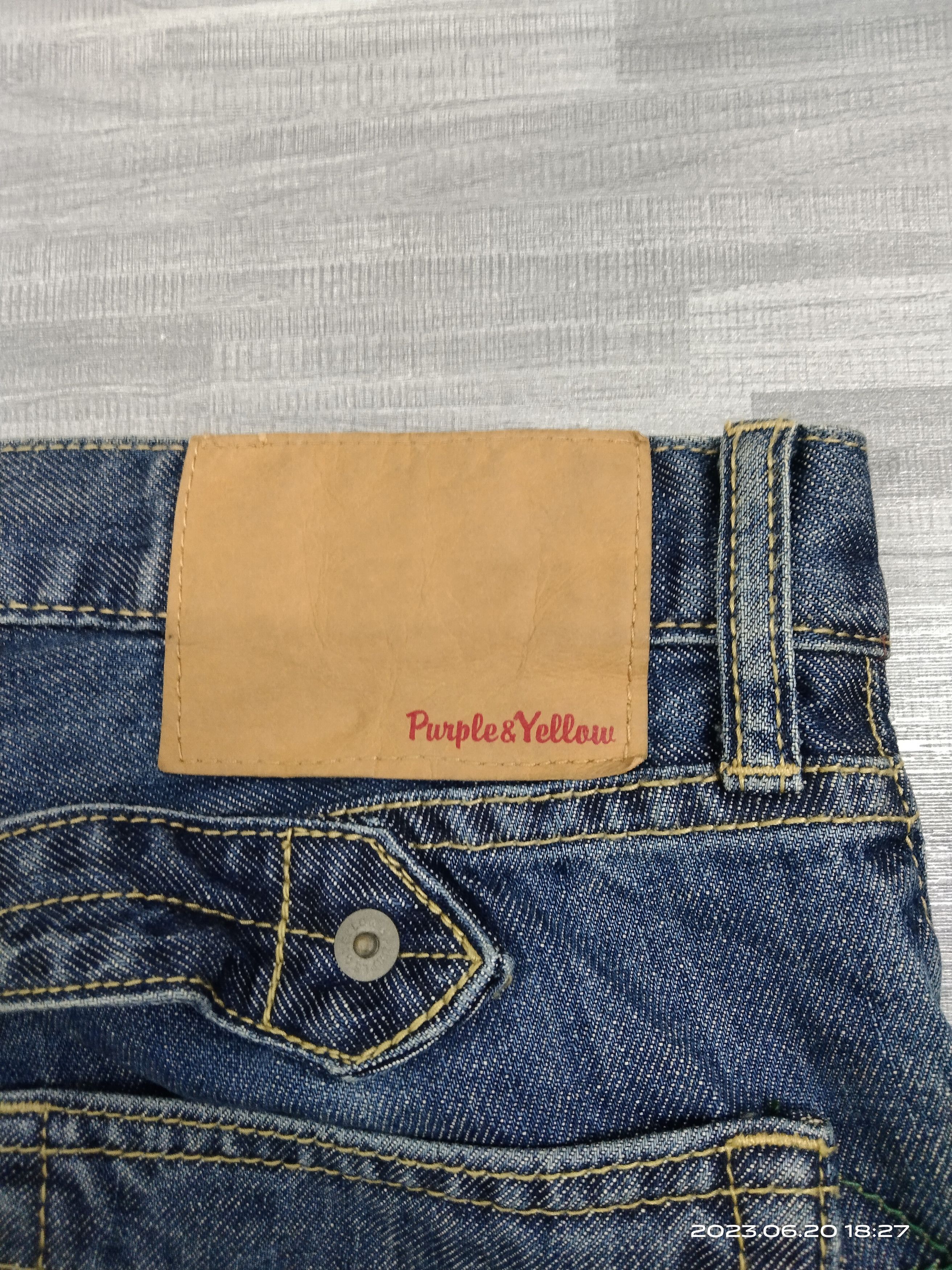 Purple Brand FLARE DOUBLE KNEE PURPLE & YELLOW DENIM Size US 30 / EU 46 - 10 Thumbnail