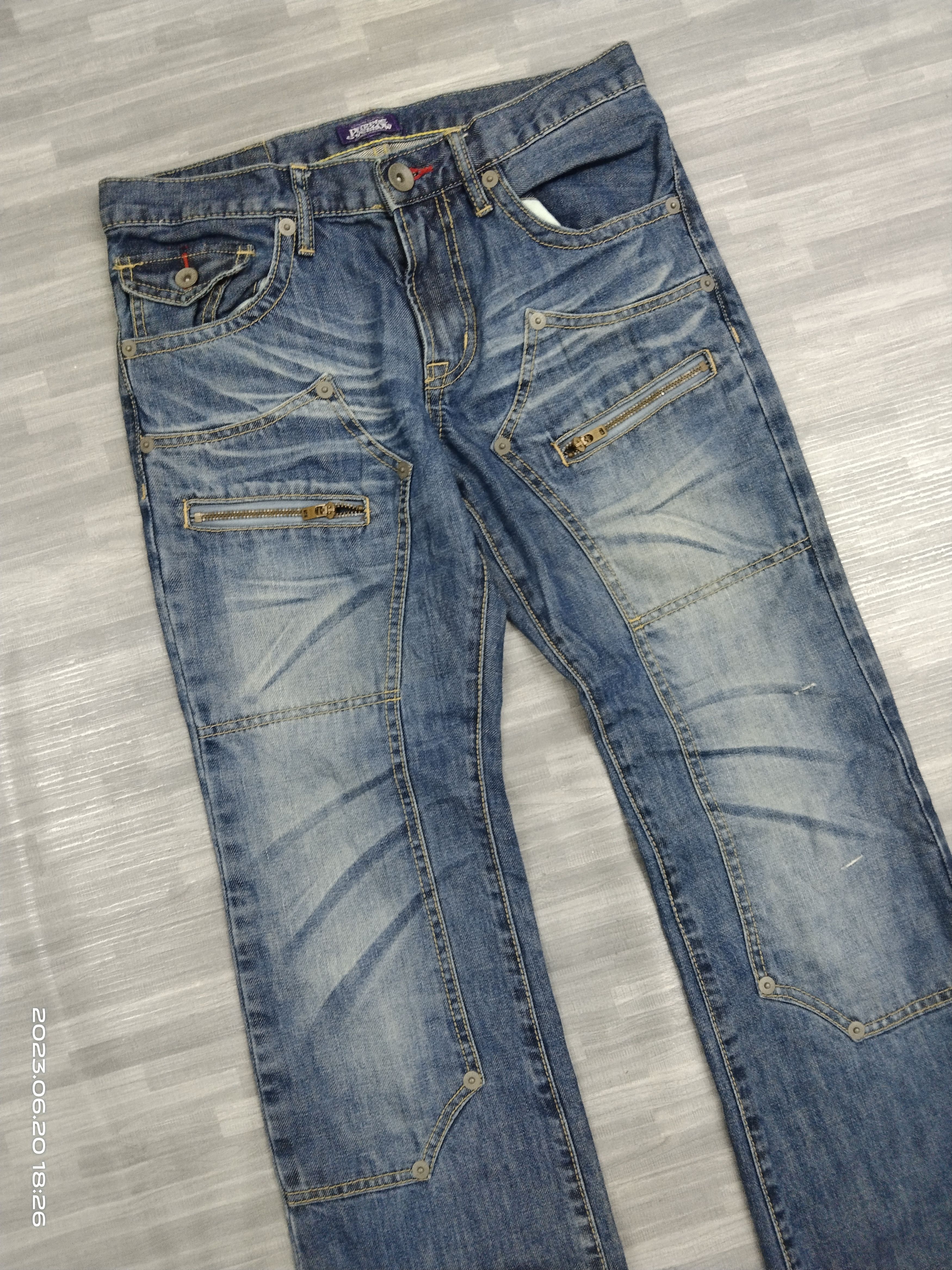 Purple Brand FLARE DOUBLE KNEE PURPLE & YELLOW DENIM Size US 30 / EU 46 - 6 Thumbnail