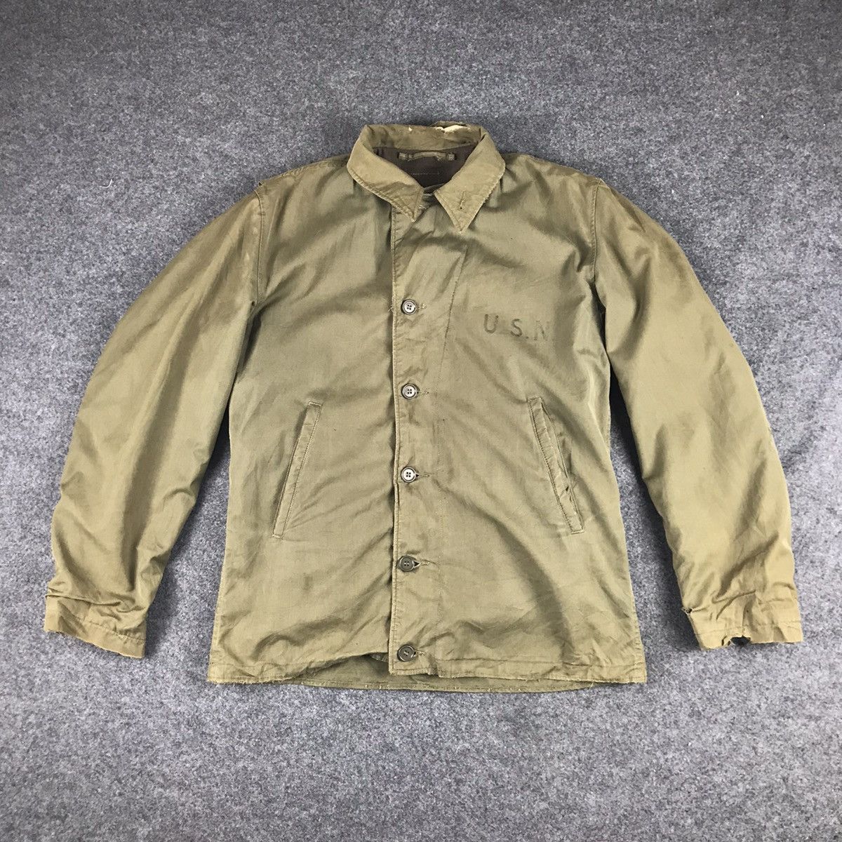 Vintage True Vtg Distressed US Navy Deck Jack N-4 1940s-1950s(WW2) Size US L / EU 52-54 / 3 - 1 Thumbnail