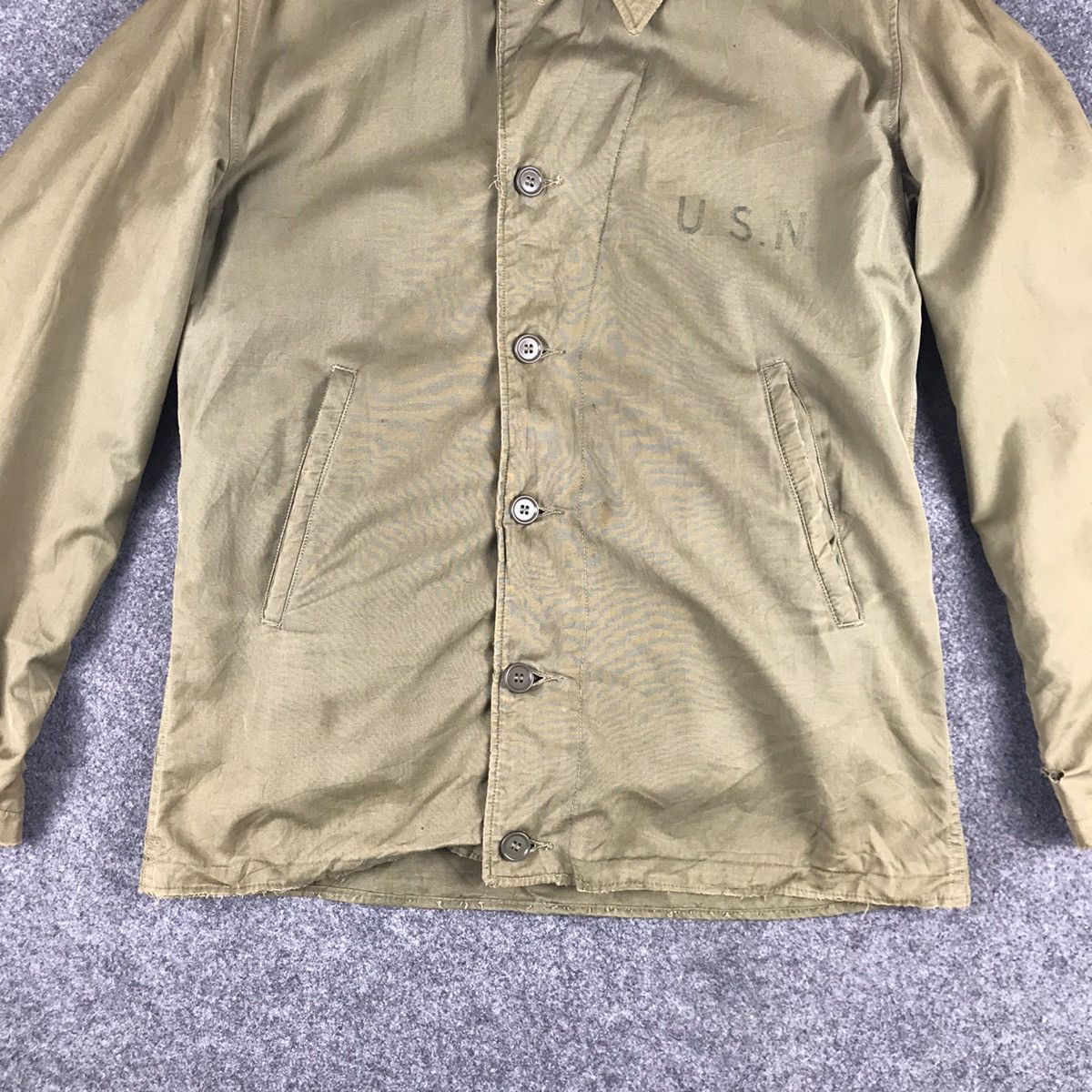 Vintage True Vtg Distressed US Navy Deck Jack N-4 1940s-1950s(WW2) Size US L / EU 52-54 / 3 - 6 Thumbnail
