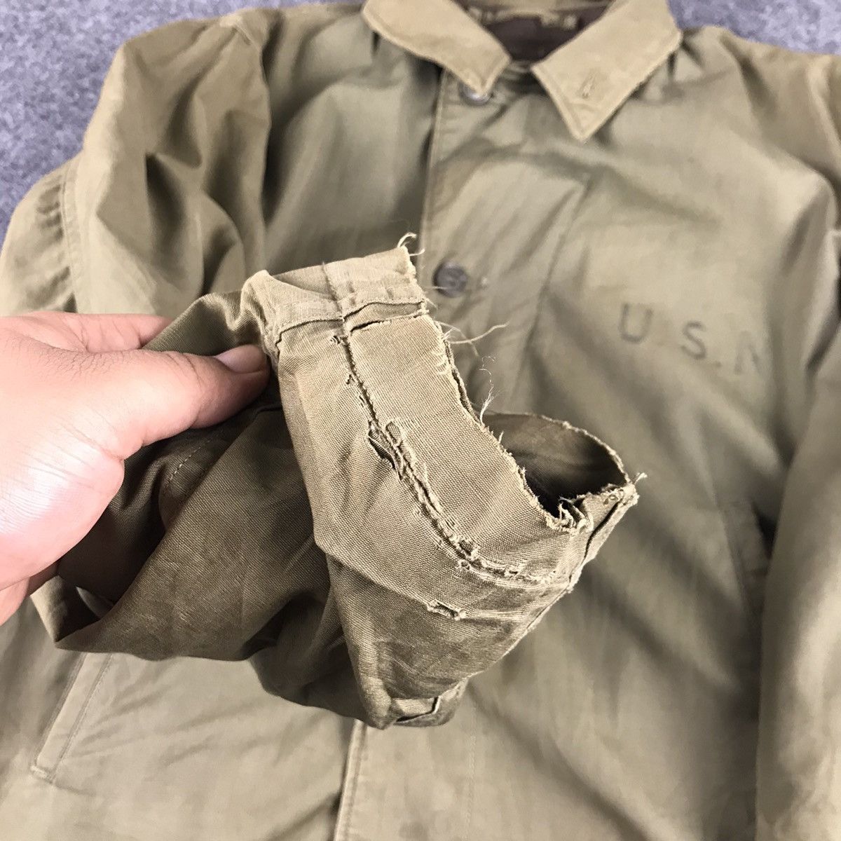 Vintage True Vtg Distressed US Navy Deck Jack N-4 1940s-1950s(WW2) Size US L / EU 52-54 / 3 - 9 Thumbnail