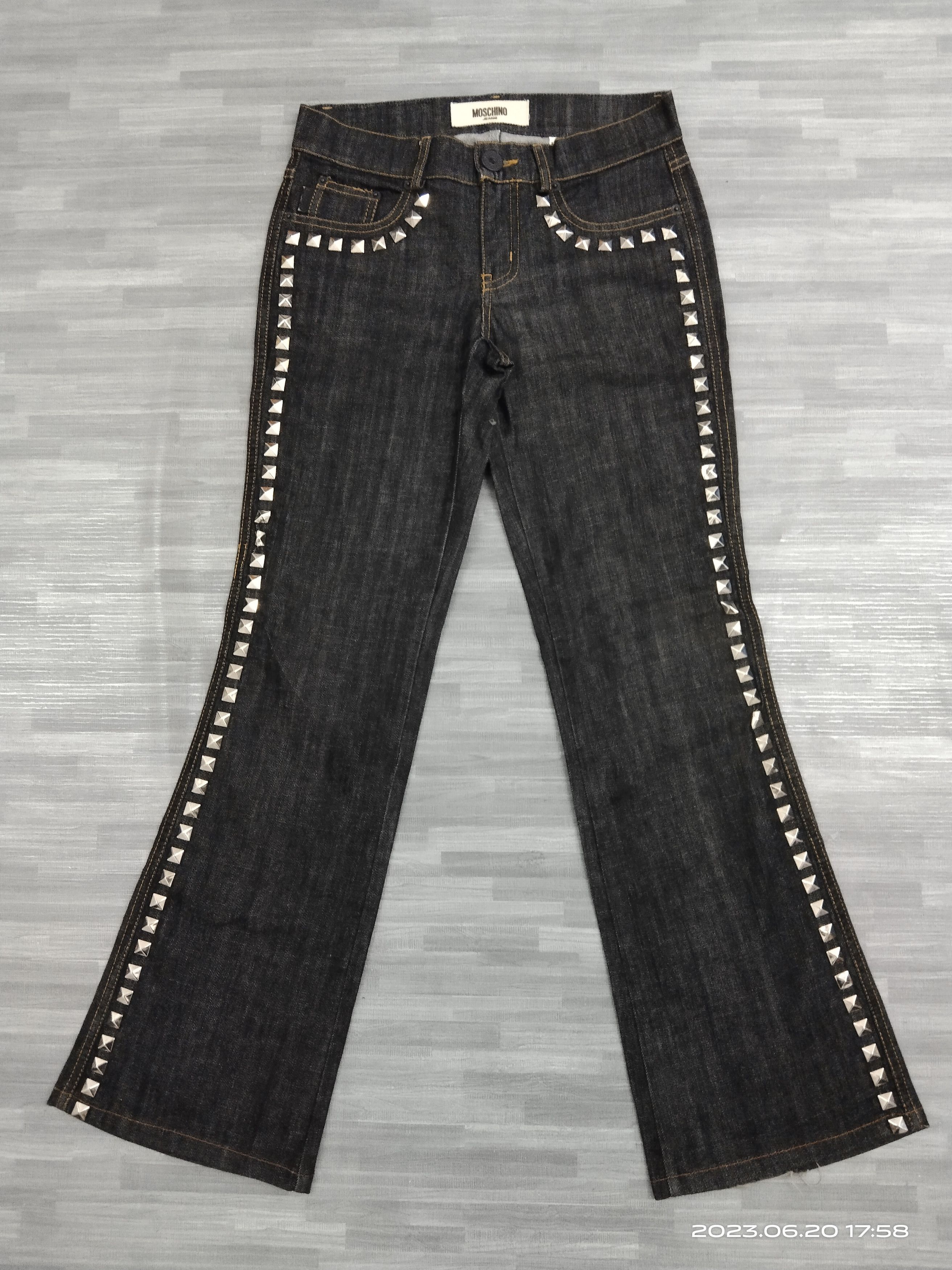 Moschino FLARE MOSCHINO STUDDED DENIM PANTS Size 27" / US 4 / IT 40 - 2 Thumbnail