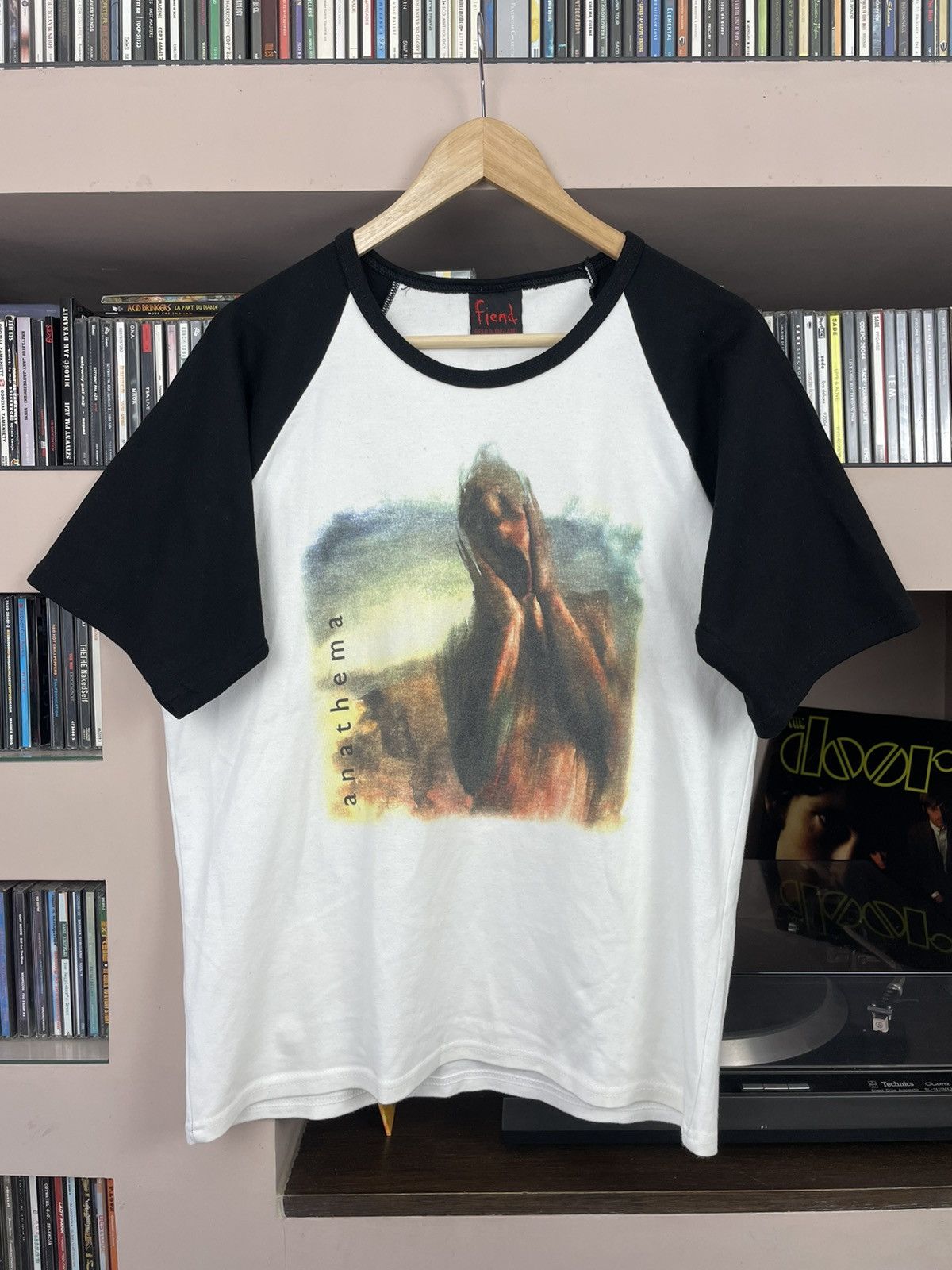 image of Band Tees Anathema Death Metal Vintage Tee Print Hype Streetwear in White Black, Men's (Size Large)