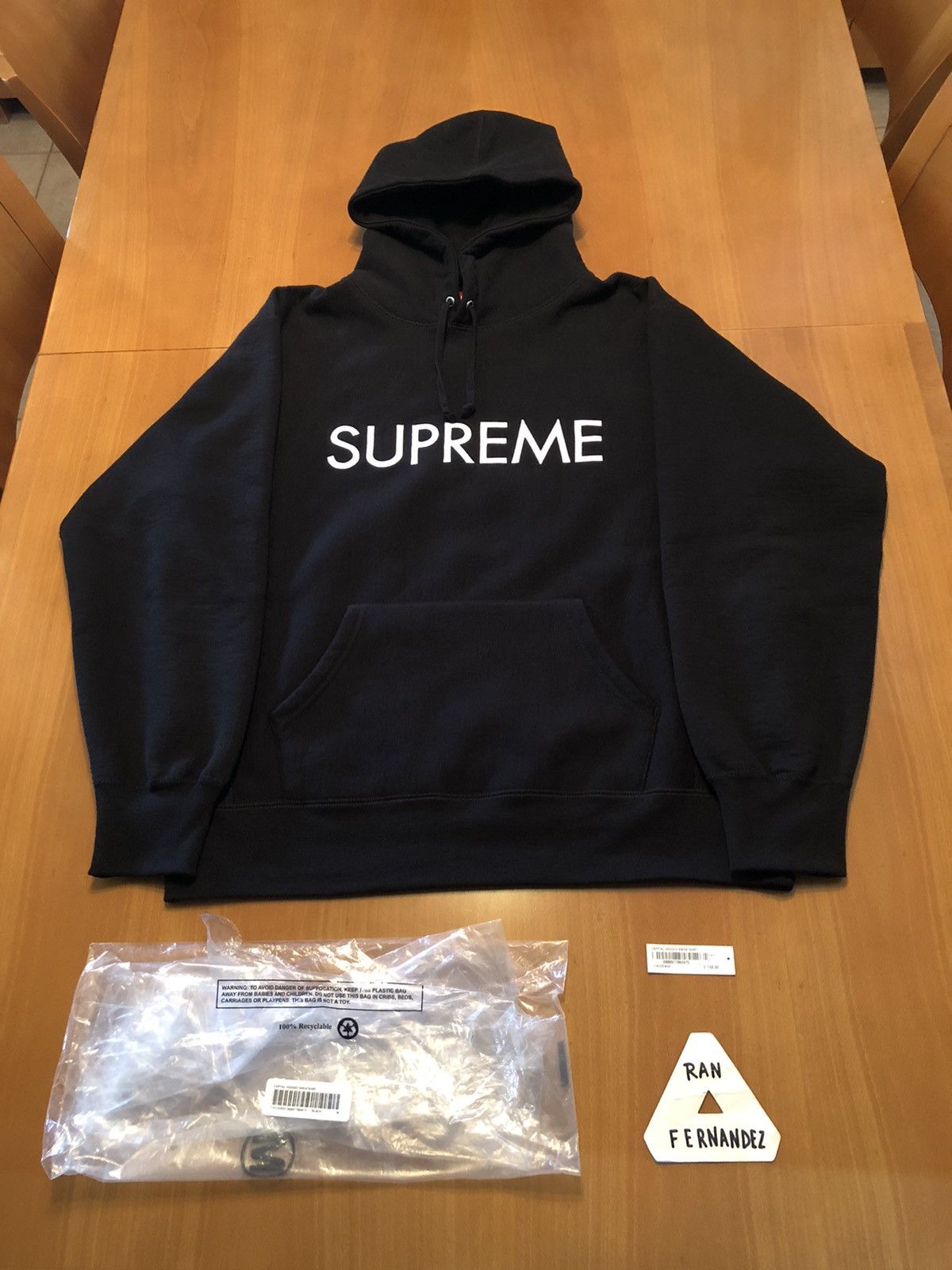 Supreme Capital Hooded Sweatshirt Ash Grey