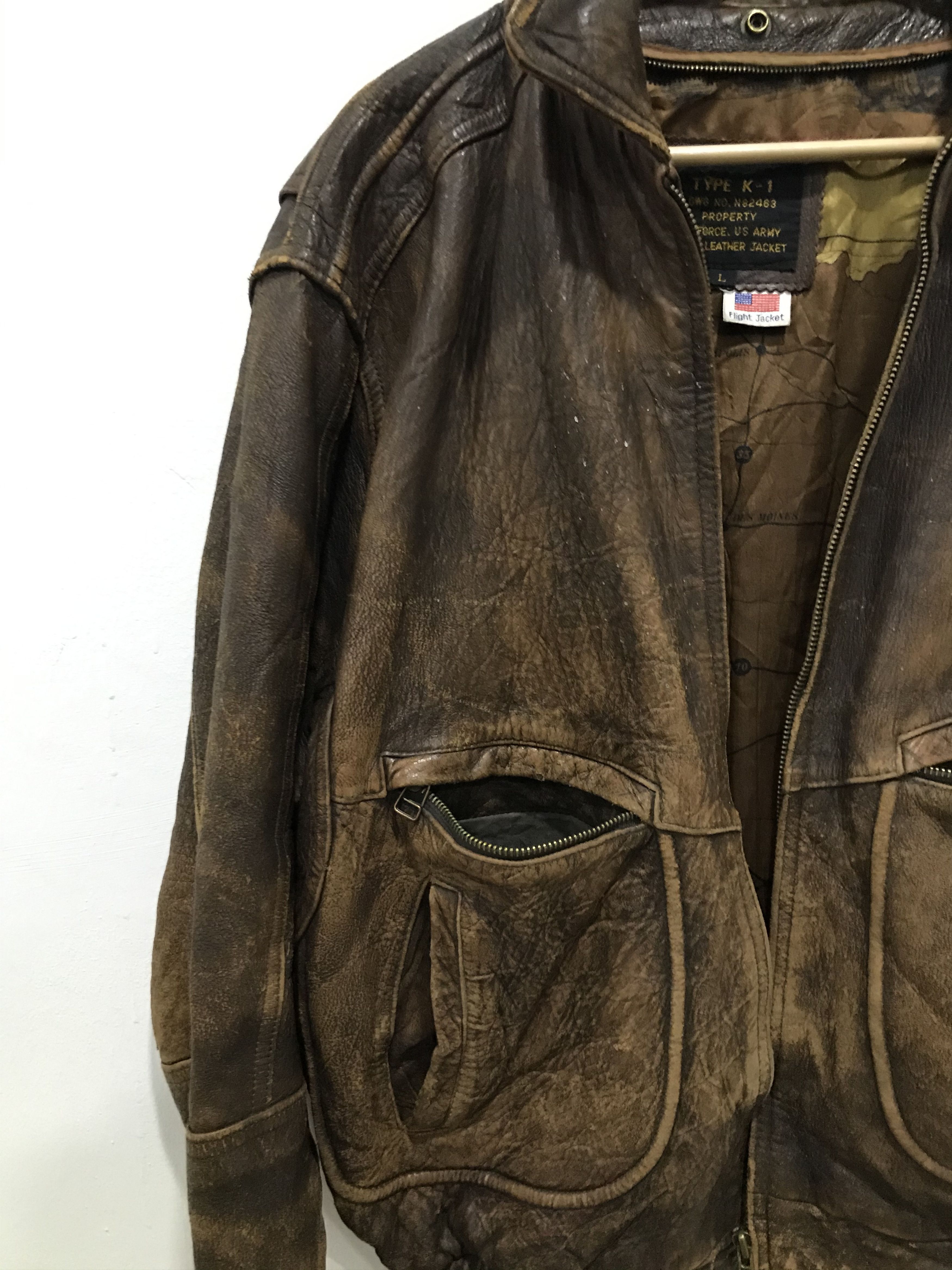 Other Vtg Type K-1 USAF Army Leather Flight Jacket Size US L / EU 52-54 / 3 - 10 Thumbnail