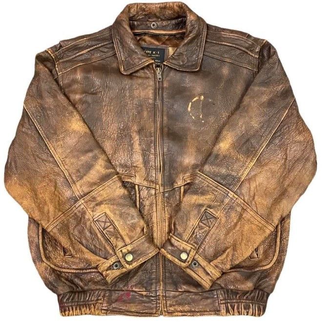 Other Vtg Type K-1 USAF Army Leather Flight Jacket Size US L / EU 52-54 / 3 - 16 Thumbnail