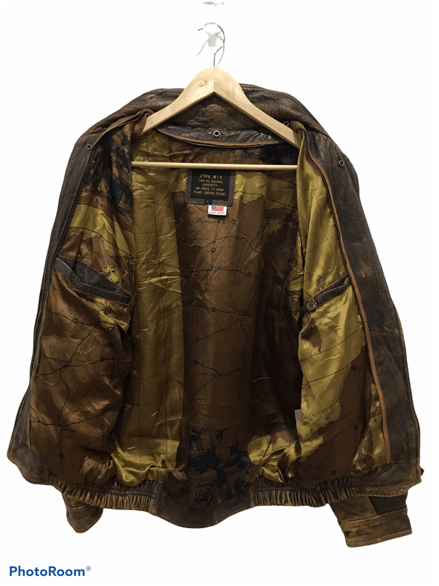 Other Vtg Type K-1 USAF Army Leather Flight Jacket Size US L / EU 52-54 / 3 - 3 Thumbnail