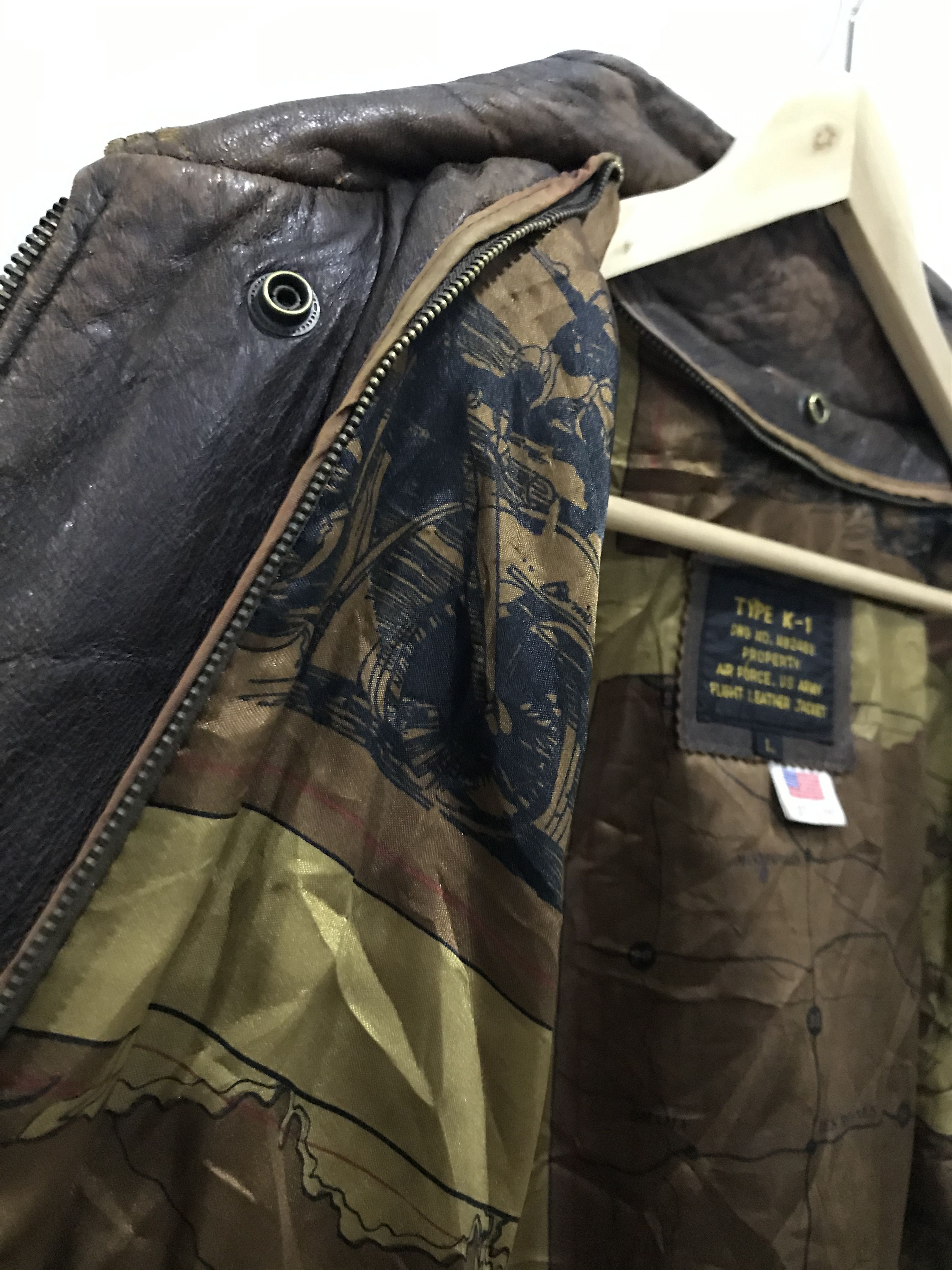 Other Vtg Type K-1 USAF Army Leather Flight Jacket Size US L / EU 52-54 / 3 - 7 Thumbnail