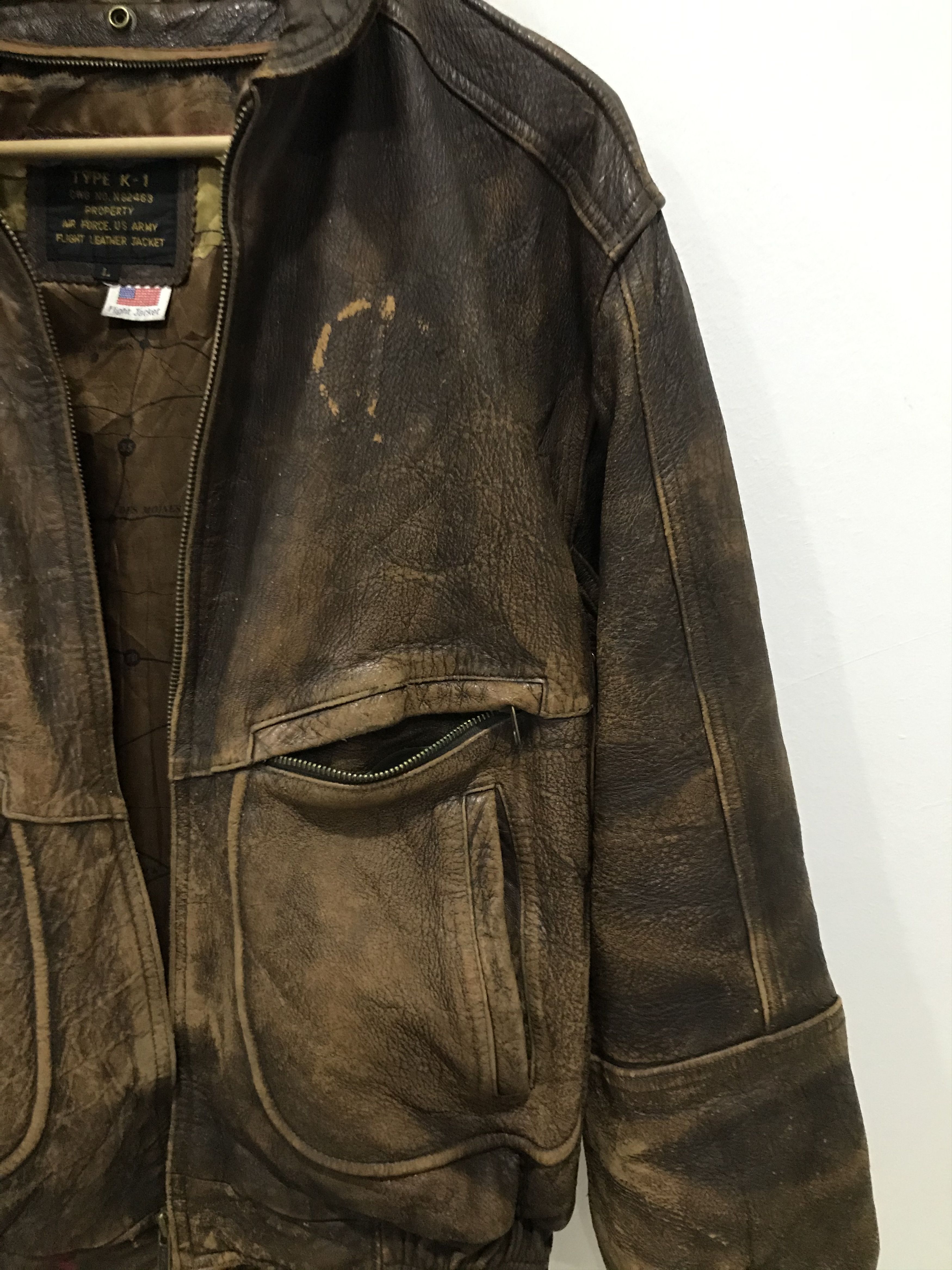 Other Vtg Type K-1 USAF Army Leather Flight Jacket Size US L / EU 52-54 / 3 - 9 Thumbnail