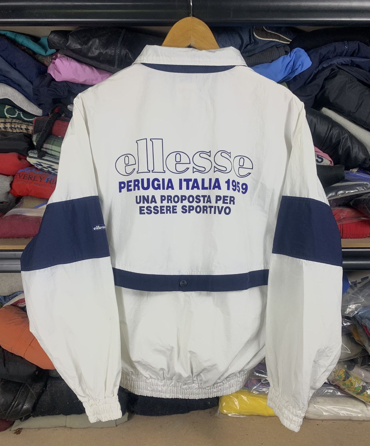 image of Ellesse x Vintage Elleese Perugia Italia Jacket in White, Men's (Size Medium)