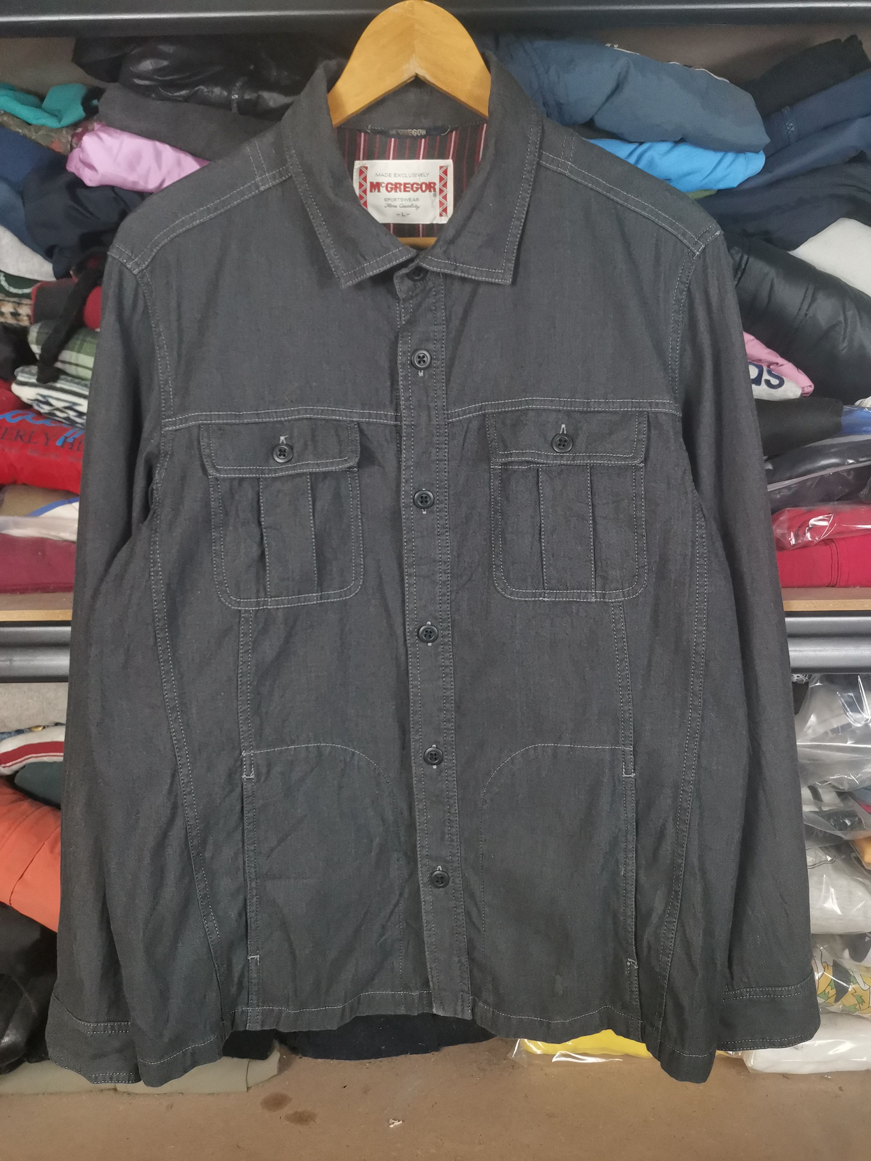 Japanese Brand Vintage McGregor Denim Flannel Shirt Size US L / EU 52-54 / 3 - 1 Thumbnail