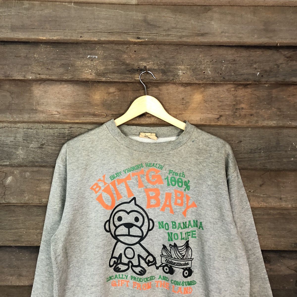 Japanese Brand DLL Uittg Baby vintage dirty worn faded Sweatshirt #c1200 Size US L / EU 52-54 / 3 - 2 Thumbnail