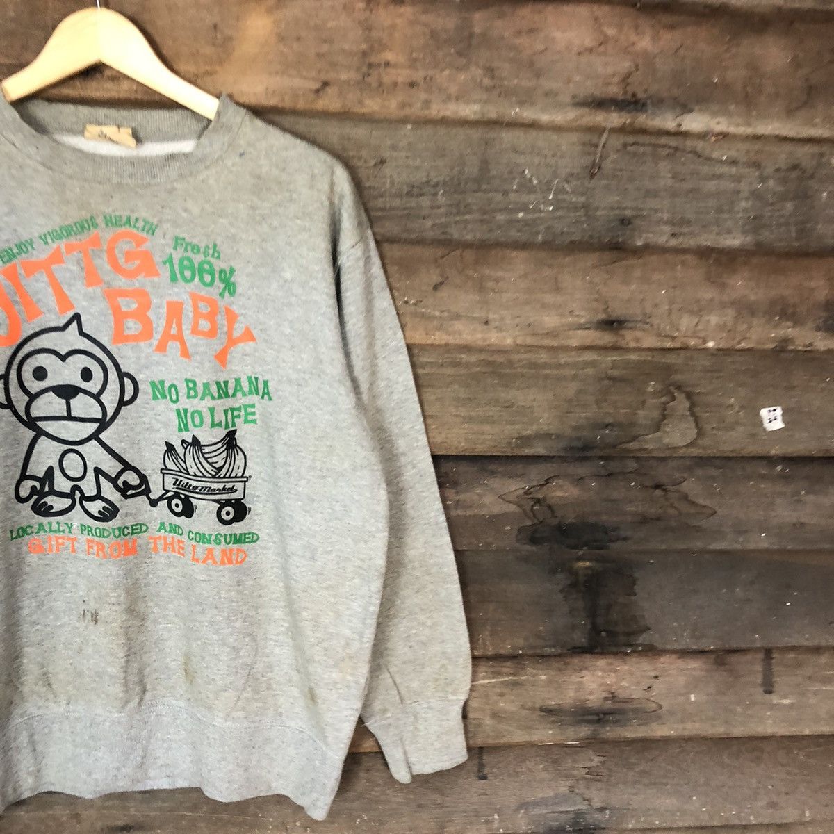 Japanese Brand DLL Uittg Baby vintage dirty worn faded Sweatshirt #c1200 Size US L / EU 52-54 / 3 - 5 Thumbnail