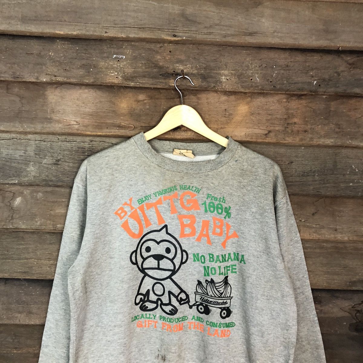 Japanese Brand DLL Uittg Baby vintage dirty worn faded Sweatshirt #c1200 Size US L / EU 52-54 / 3 - 9 Thumbnail