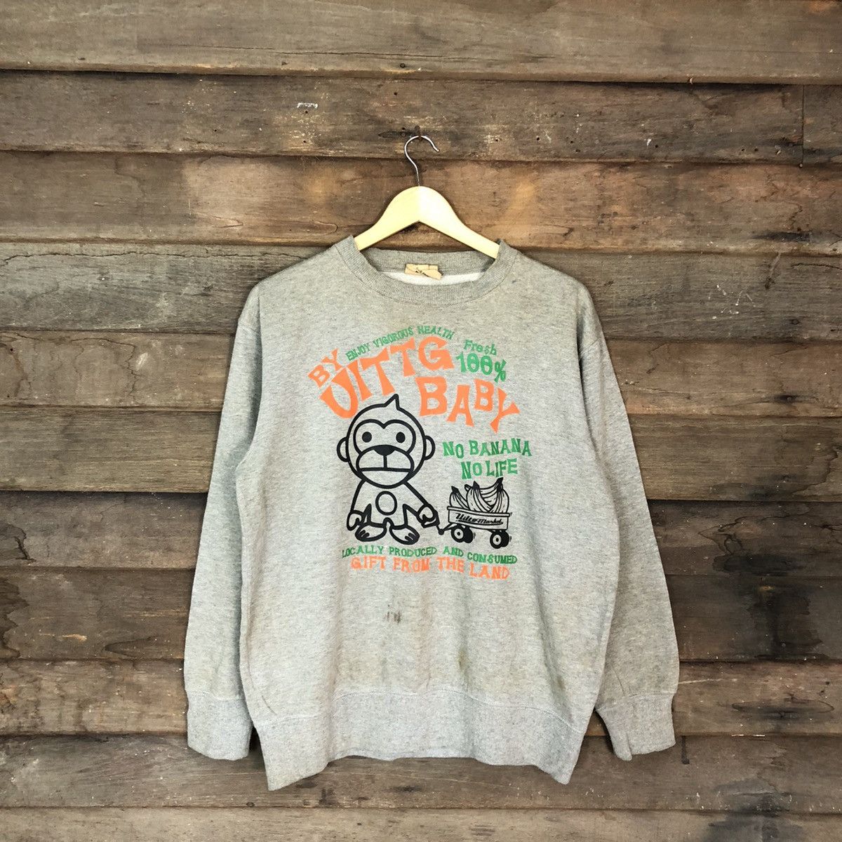 Japanese Brand DLL Uittg Baby vintage dirty worn faded Sweatshirt #c1200 Size US L / EU 52-54 / 3 - 1 Thumbnail