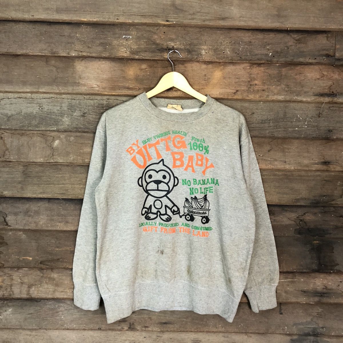 Japanese Brand DLL Uittg Baby vintage dirty worn faded Sweatshirt #c1200 Size US L / EU 52-54 / 3 - 3 Thumbnail