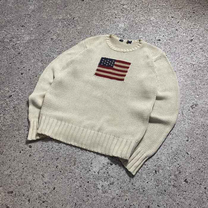 Polo Ralph Lauren Vintage Polo Ralph Lauren USA Flag Knit Sweater | Grailed