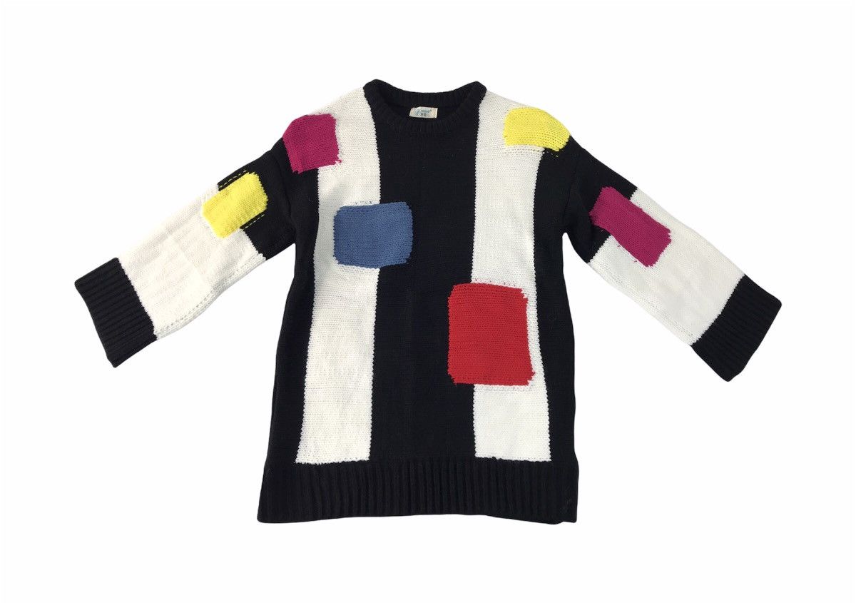 Vintage Striped Patchwork Colour Block Knit Wear Jumper