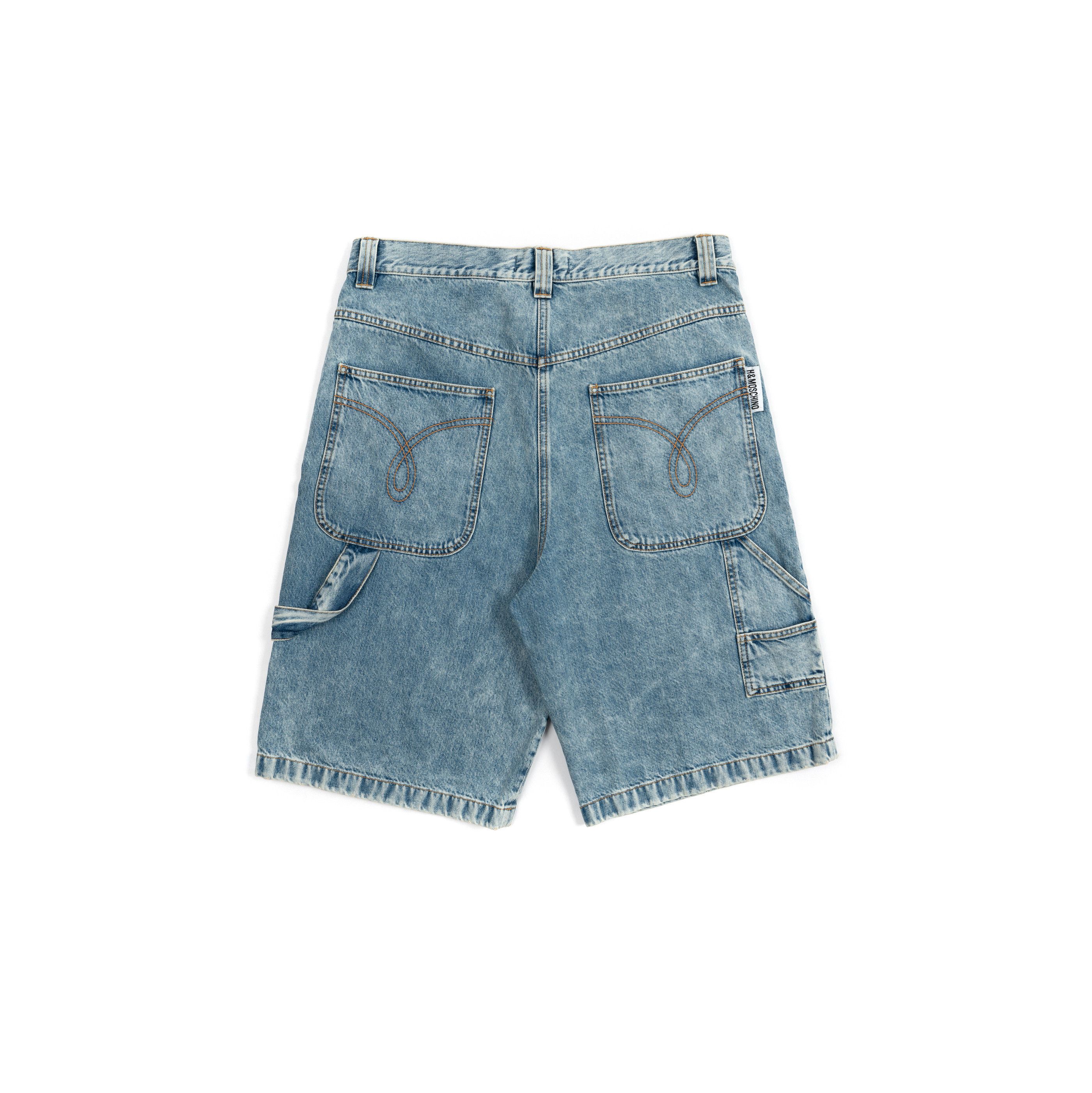 image of H&m x Moschino Loose Fit Blue Denim Shorts, Men's (Size 34)
