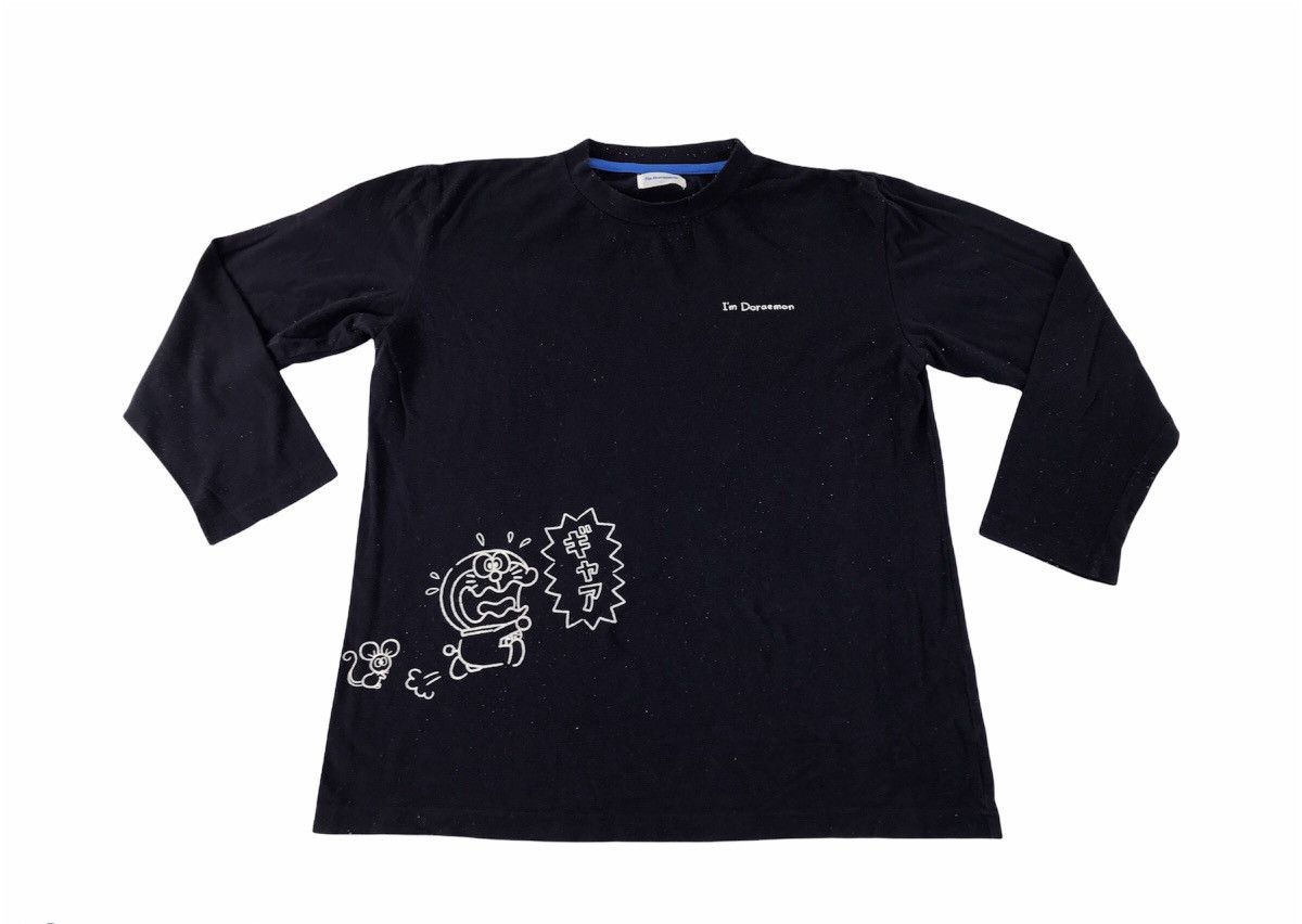 image of Anima Doraemon Fuji Tora Robot Cat Anime Manga Movies Crewneck in Black, Men's (Size Large)