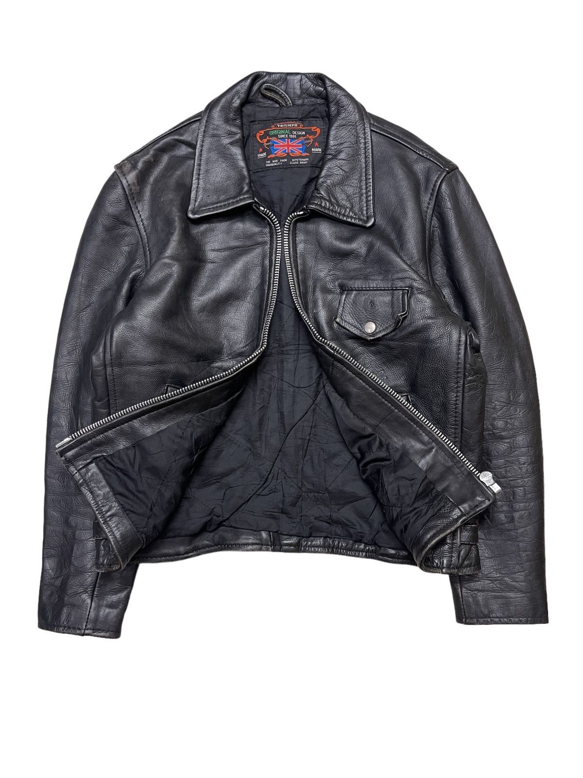 Vintage Vintage Triumph Leather Bikers Jacket Size US L / EU 52-54 / 3 - 3 Thumbnail