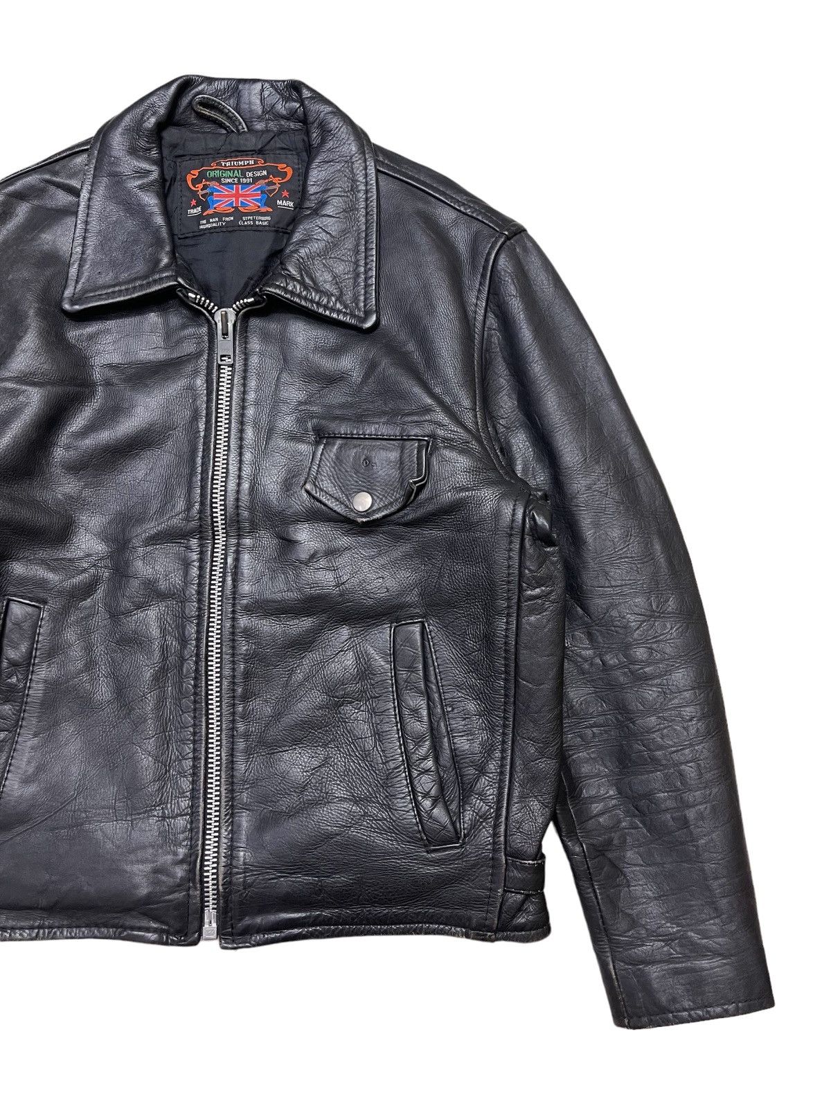Vintage Vintage Triumph Leather Bikers Jacket Size US L / EU 52-54 / 3 - 5 Thumbnail
