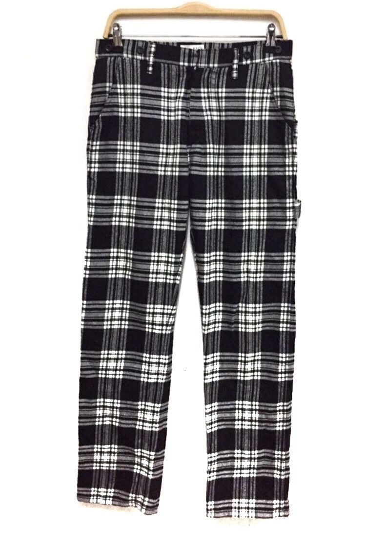 Japanese Brand 🇯🇵 Black/White Check Plaid Straight Cut Pants Size US 31 - 1 Thumbnail