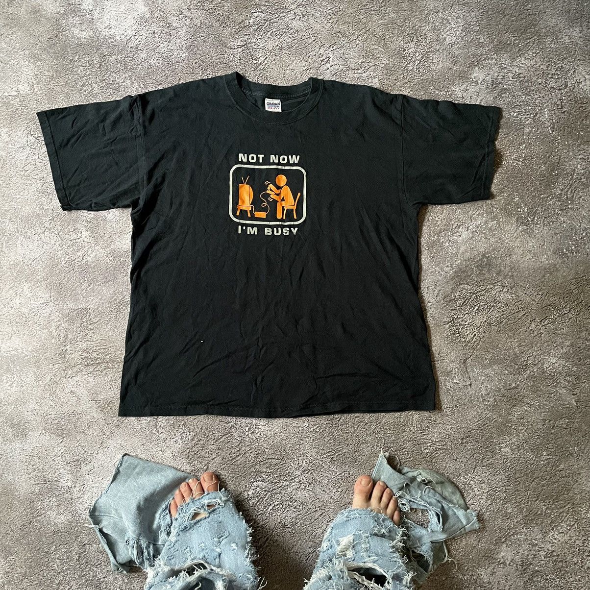 Vintage Vintage Y2K ADULT FUNNY NOW IM BUSY BuyTee XL Size US XL / EU 56 / 4 - 1 Thumbnail
