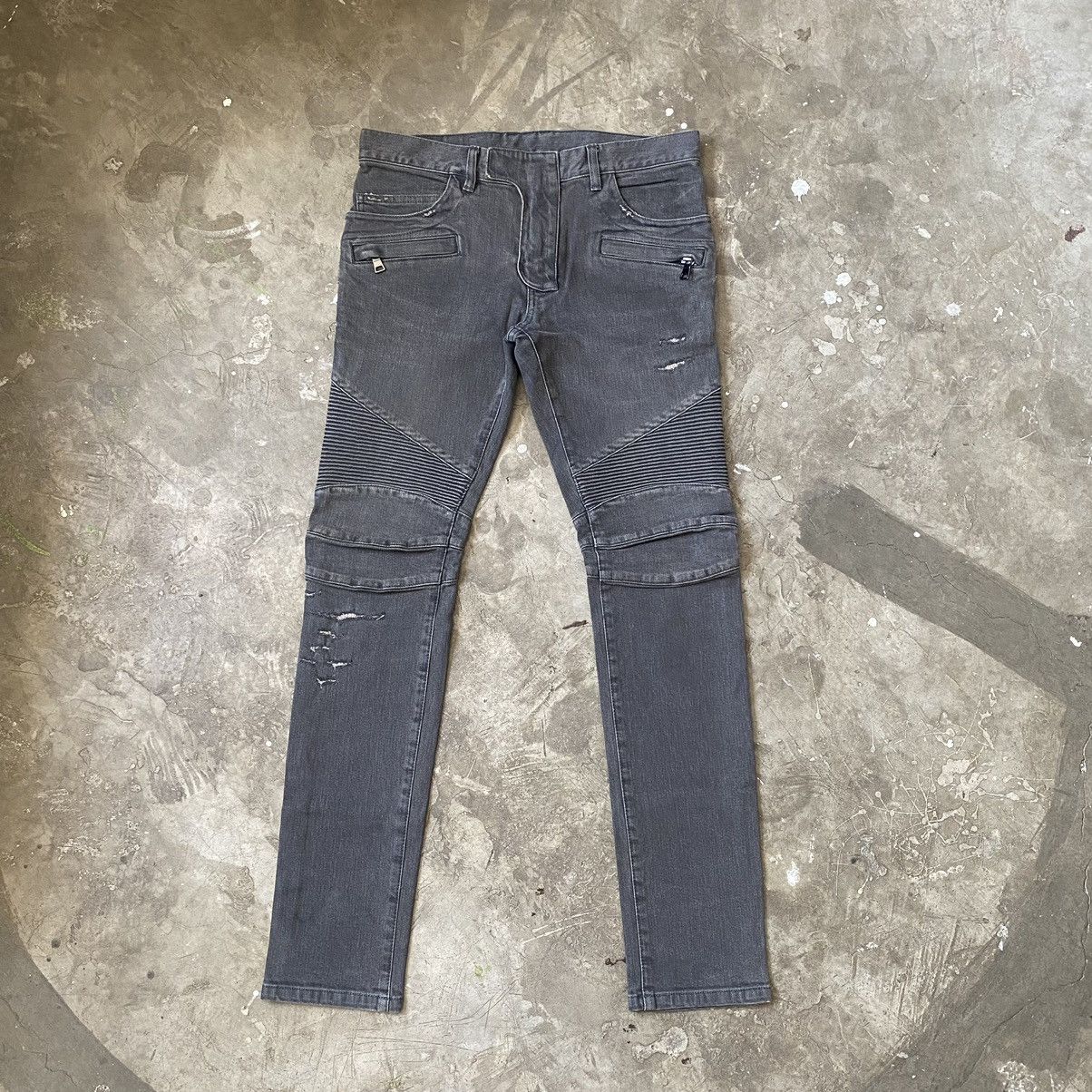 Balmain - S/S 15 Distressed Biker Jeans