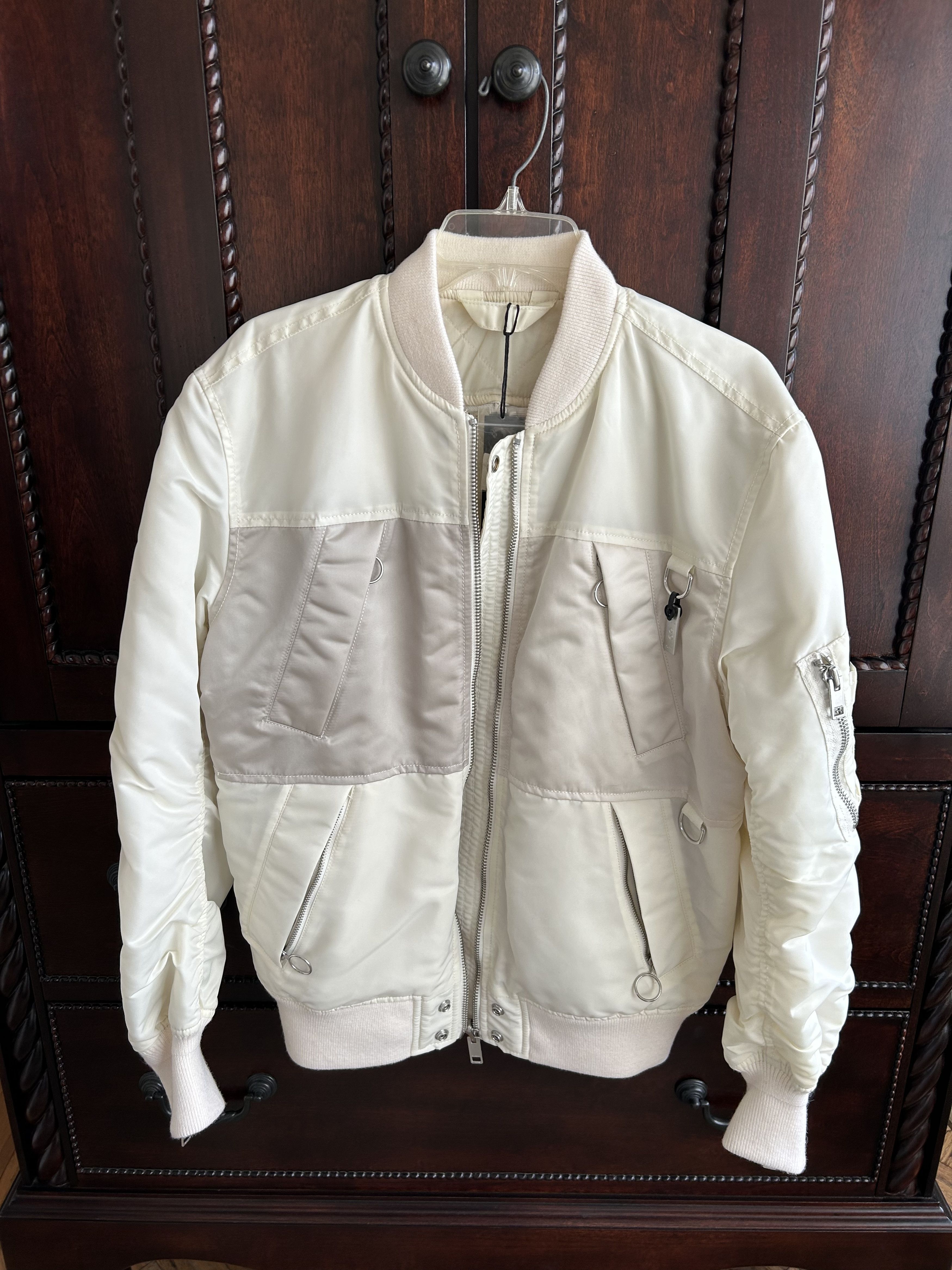 image of NWT Diesel Reversible Bomber Jacket M Zipper Detail in Ivory, Women's (Size Medium)